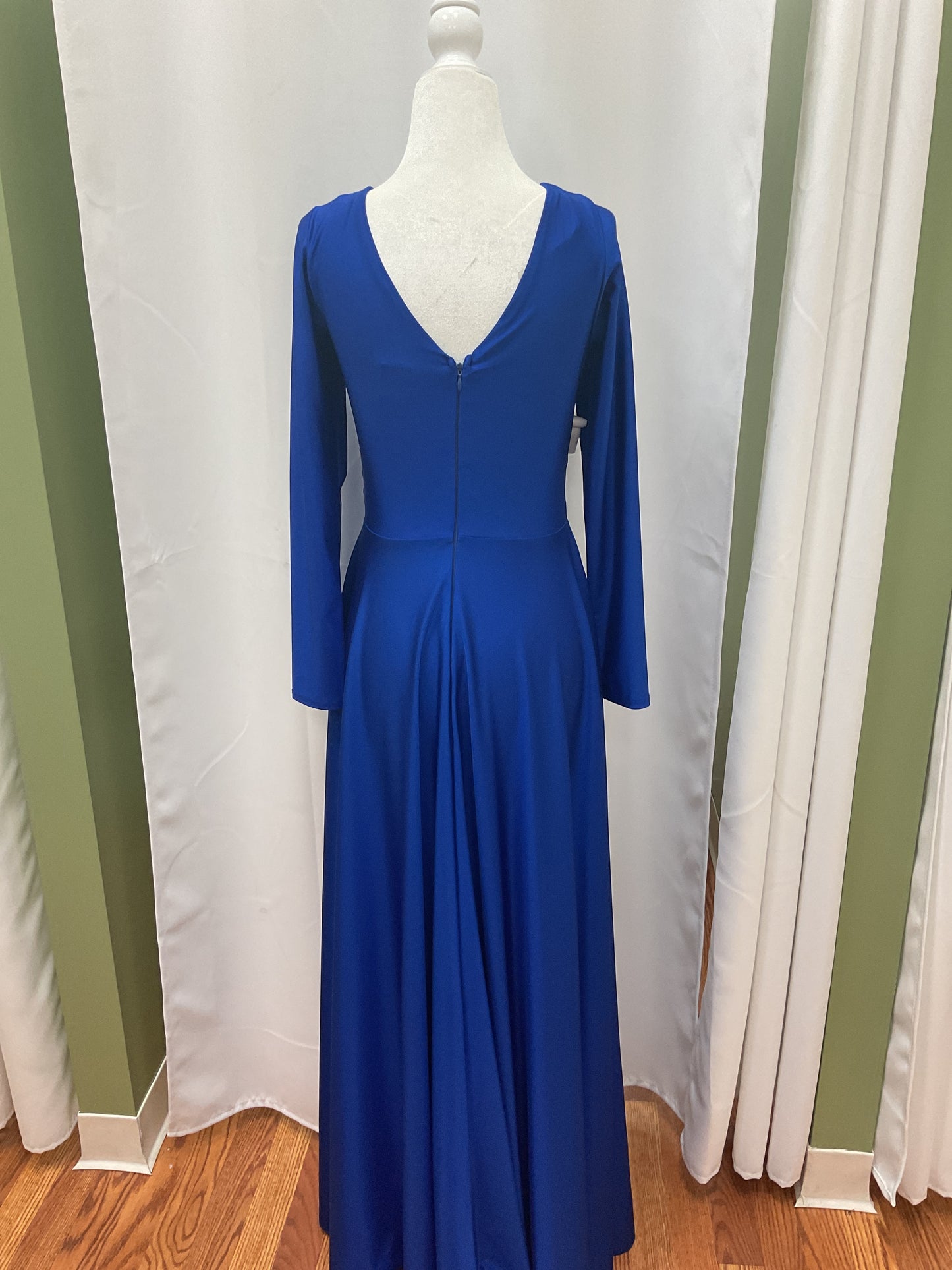 Blue Elegant Long Sleeved Dress