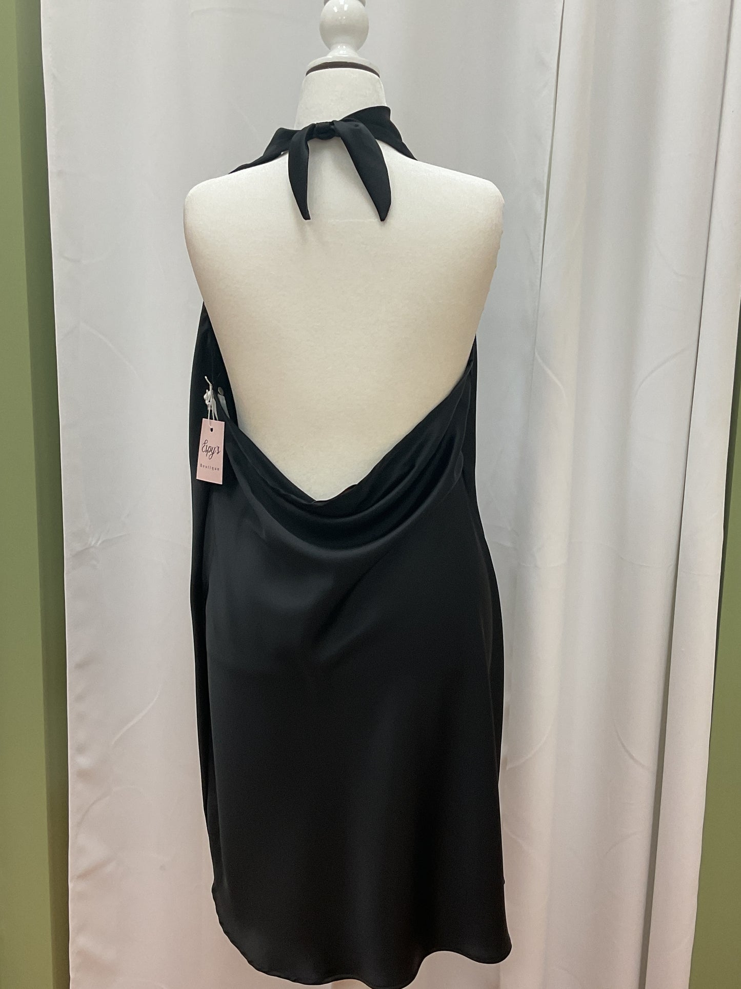 Black Satin Dress With Showing Back