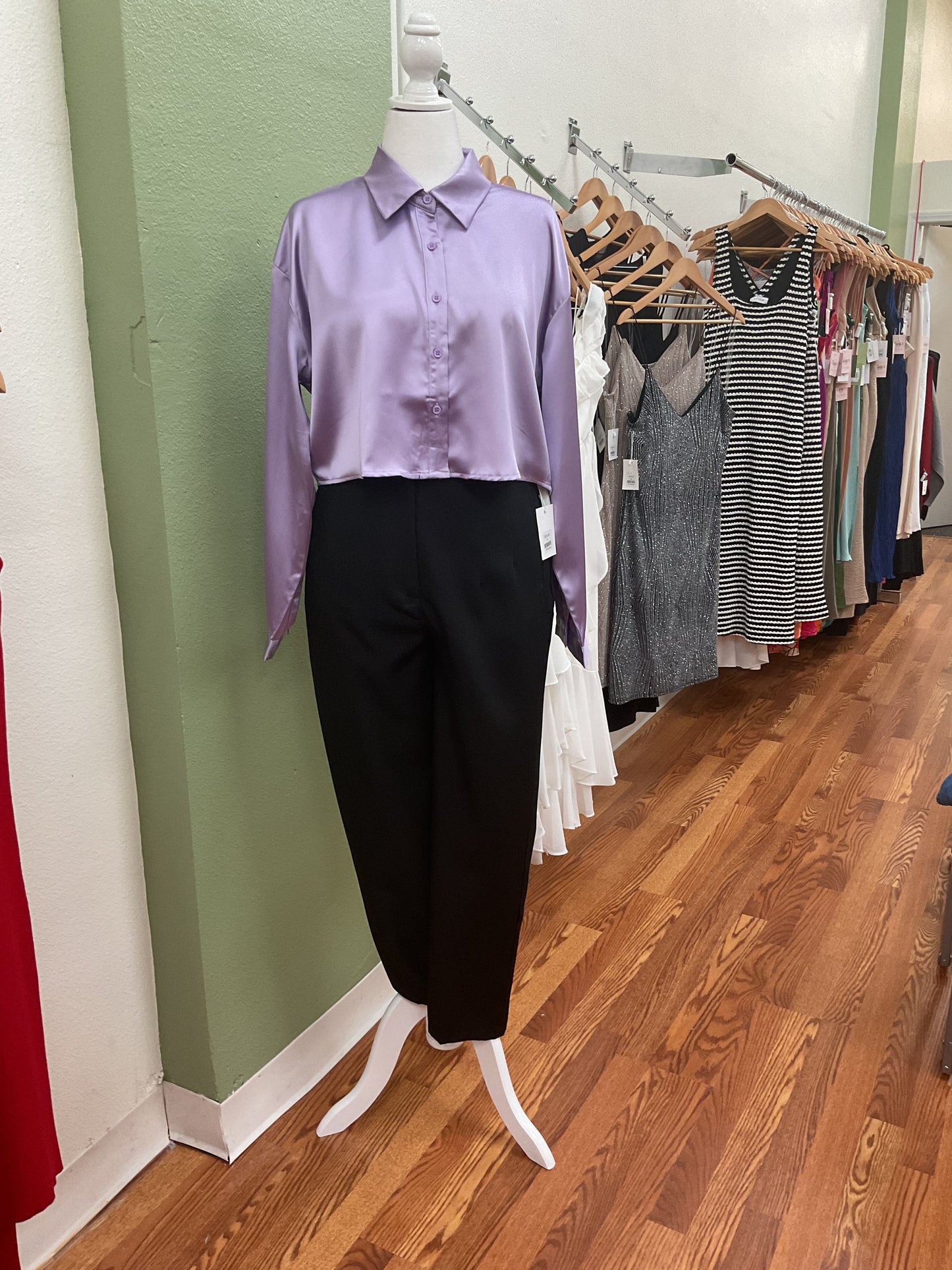 Satin Purple Button Down Top