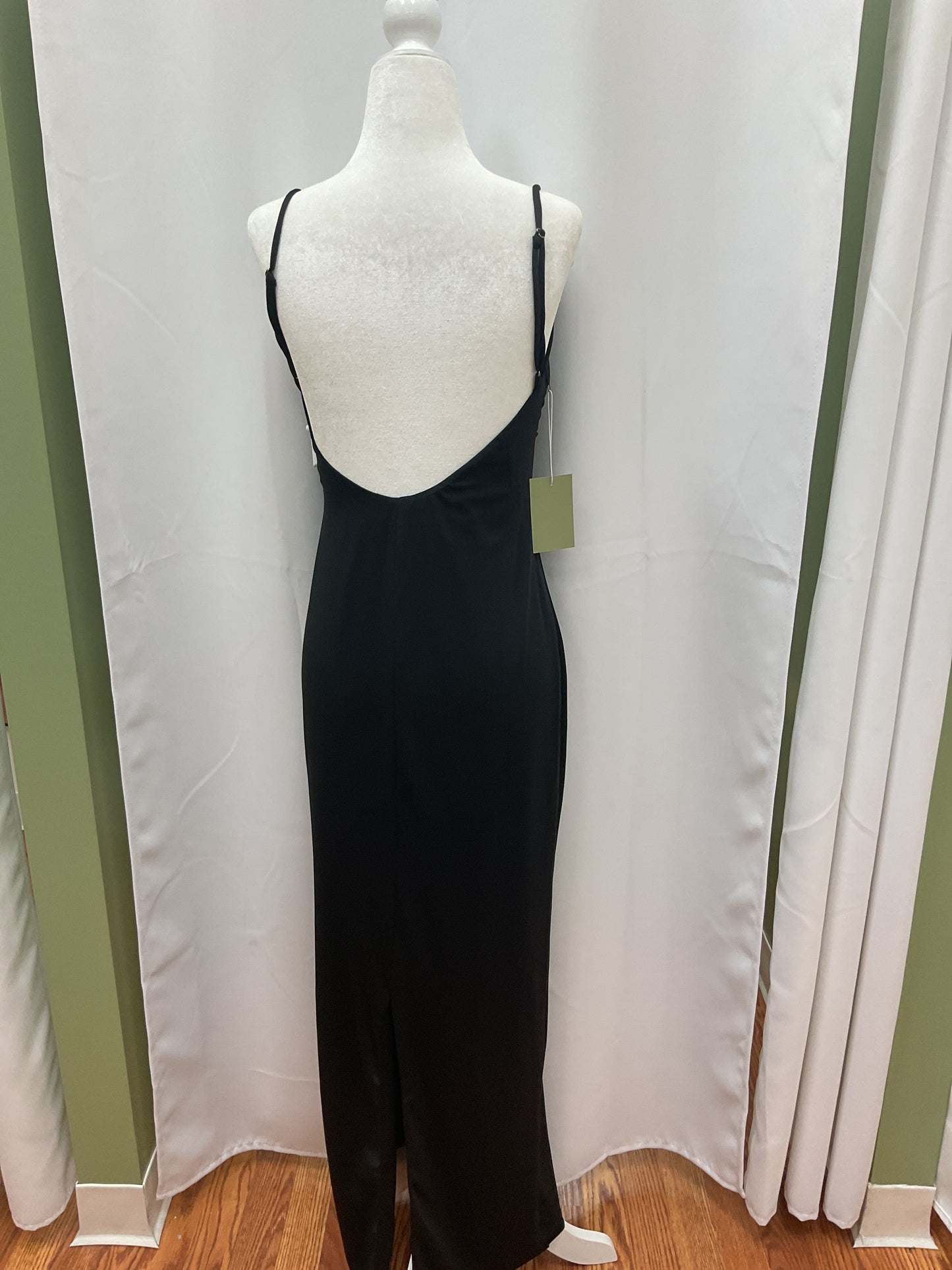 Black slick Dress with Thin Shoulder Straps