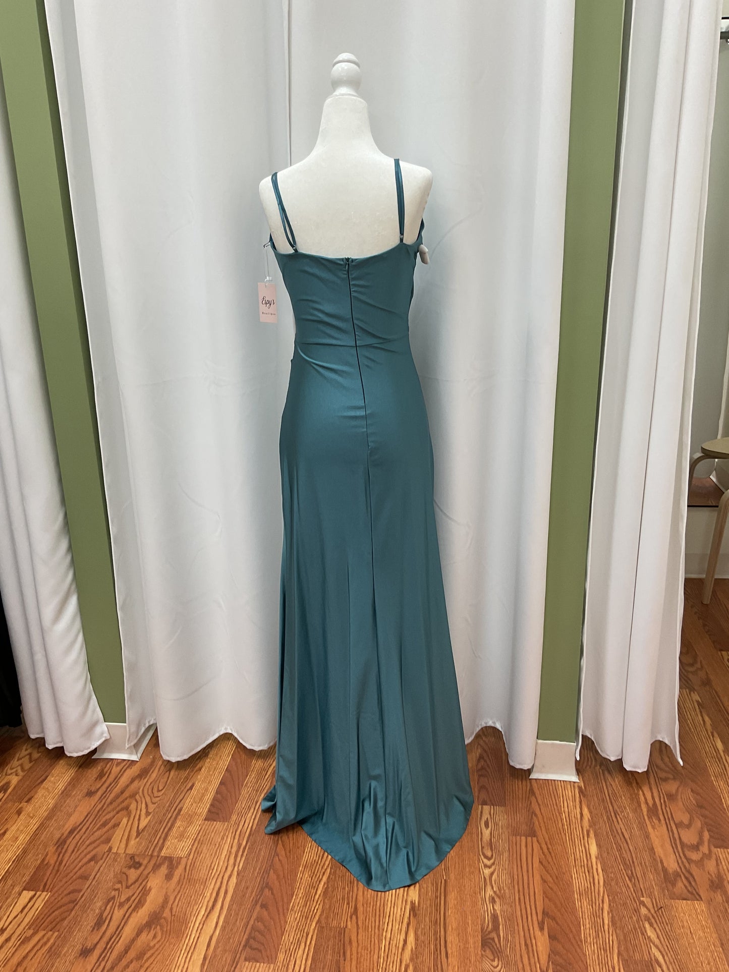 Rust aqua blue dress