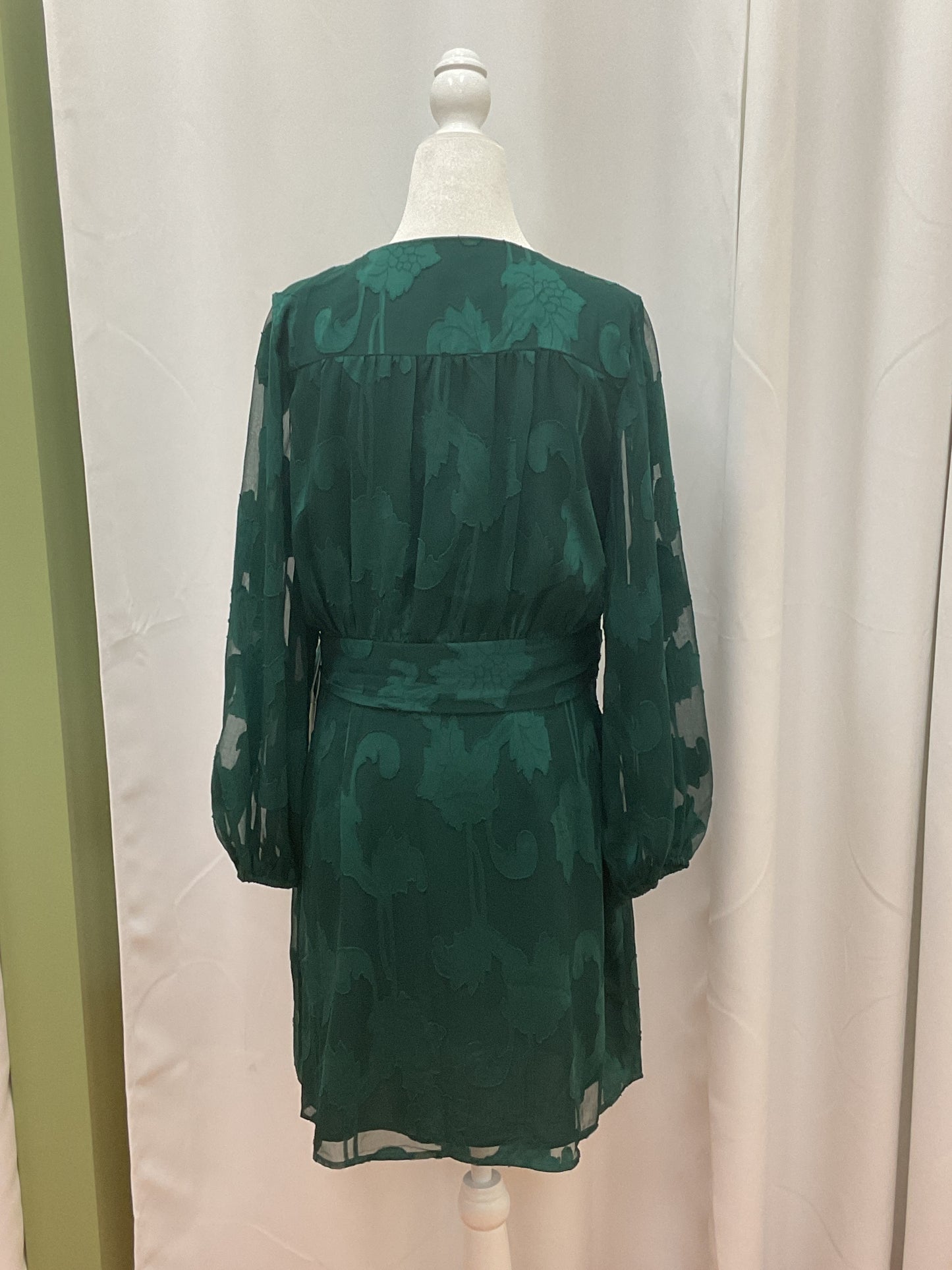 Forest Green Summer Dress With Leaf Prints