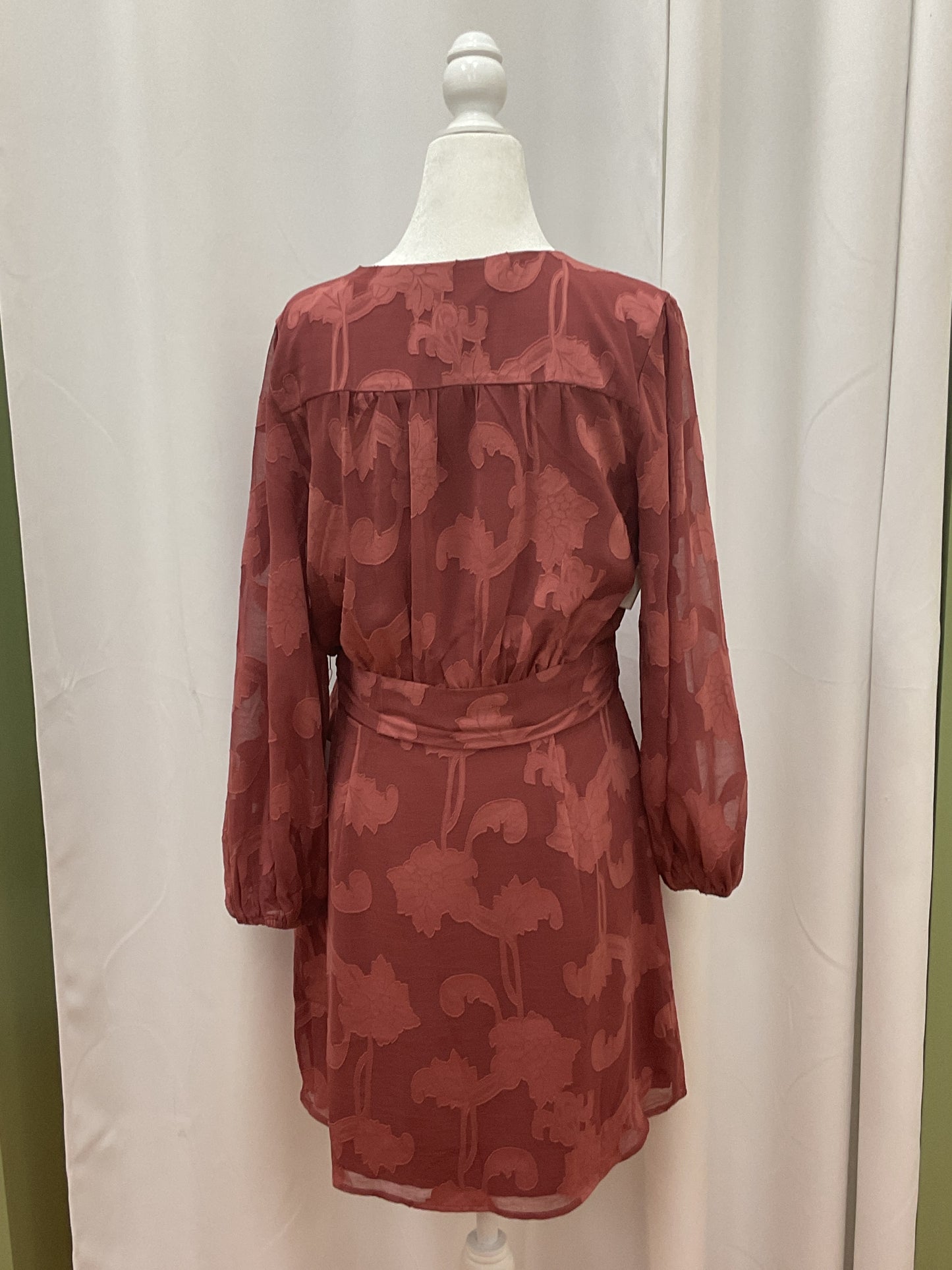 Burgundy Summer Dress with Leaf Prints