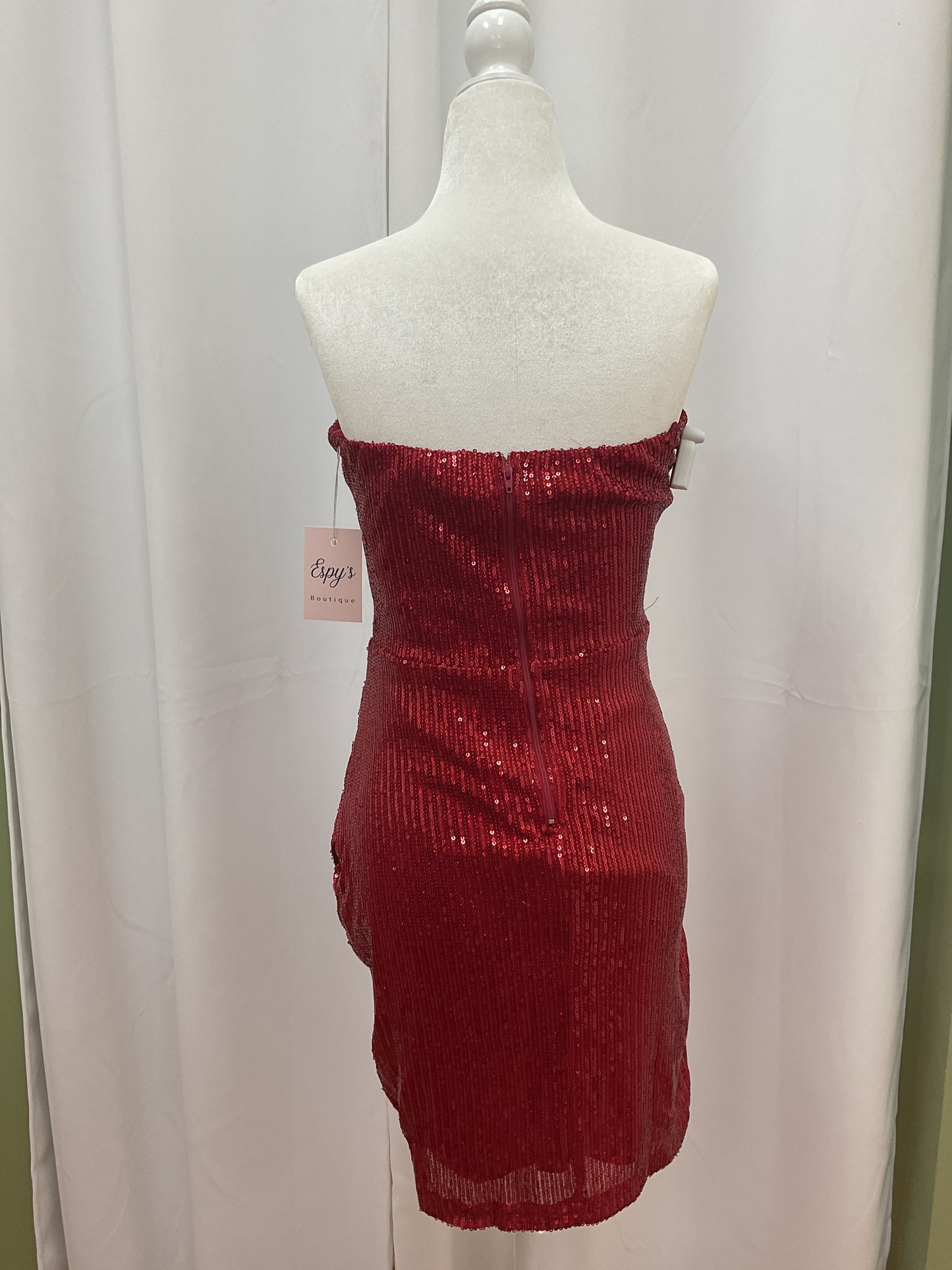 Red Sparkled Strapless Dress