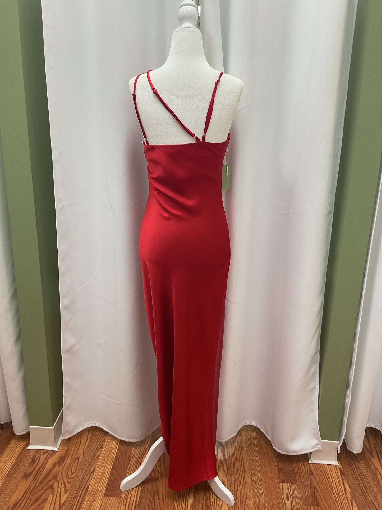 Red Satin Off Shoulder Dress