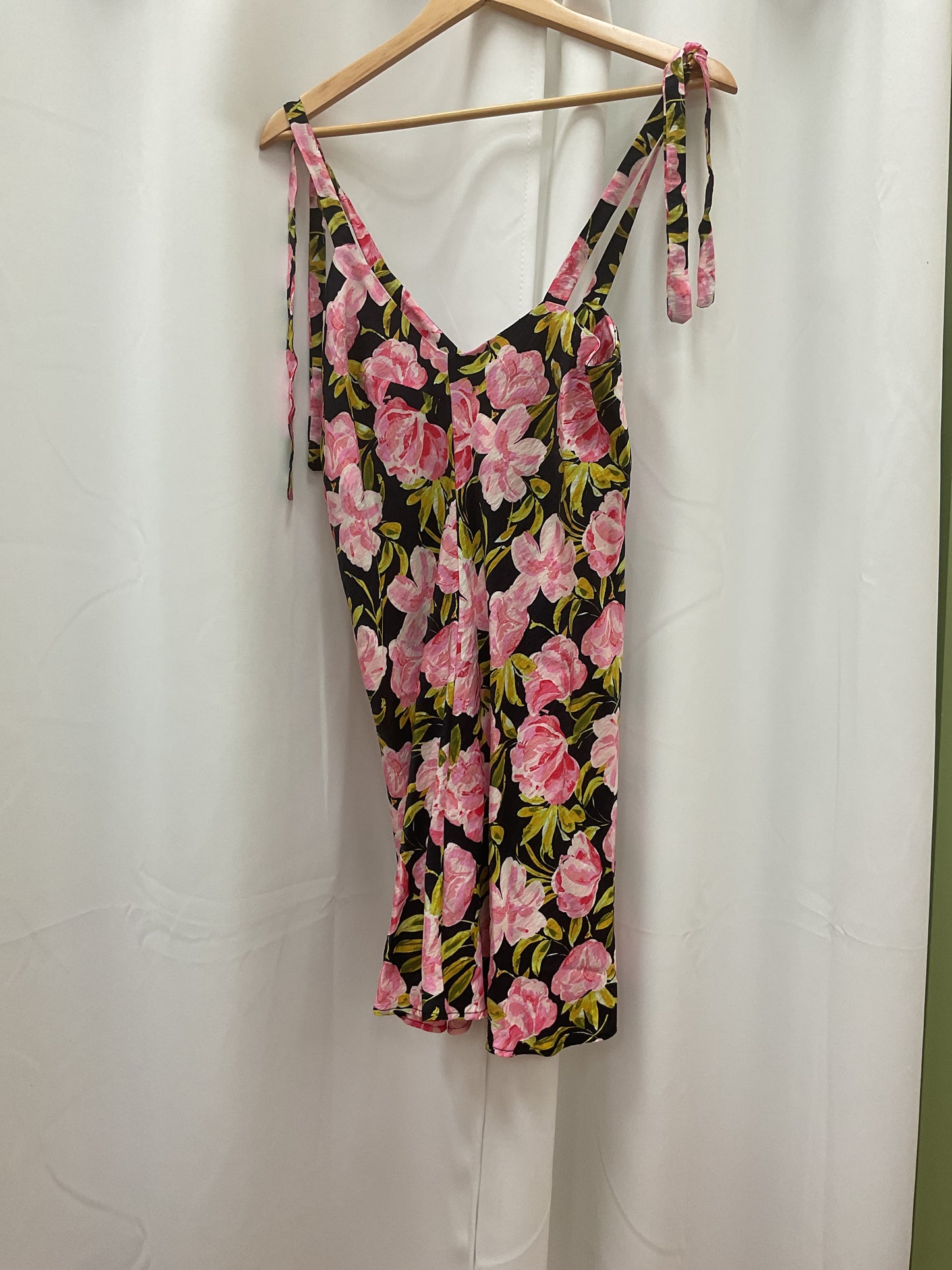 Black floral silk dress