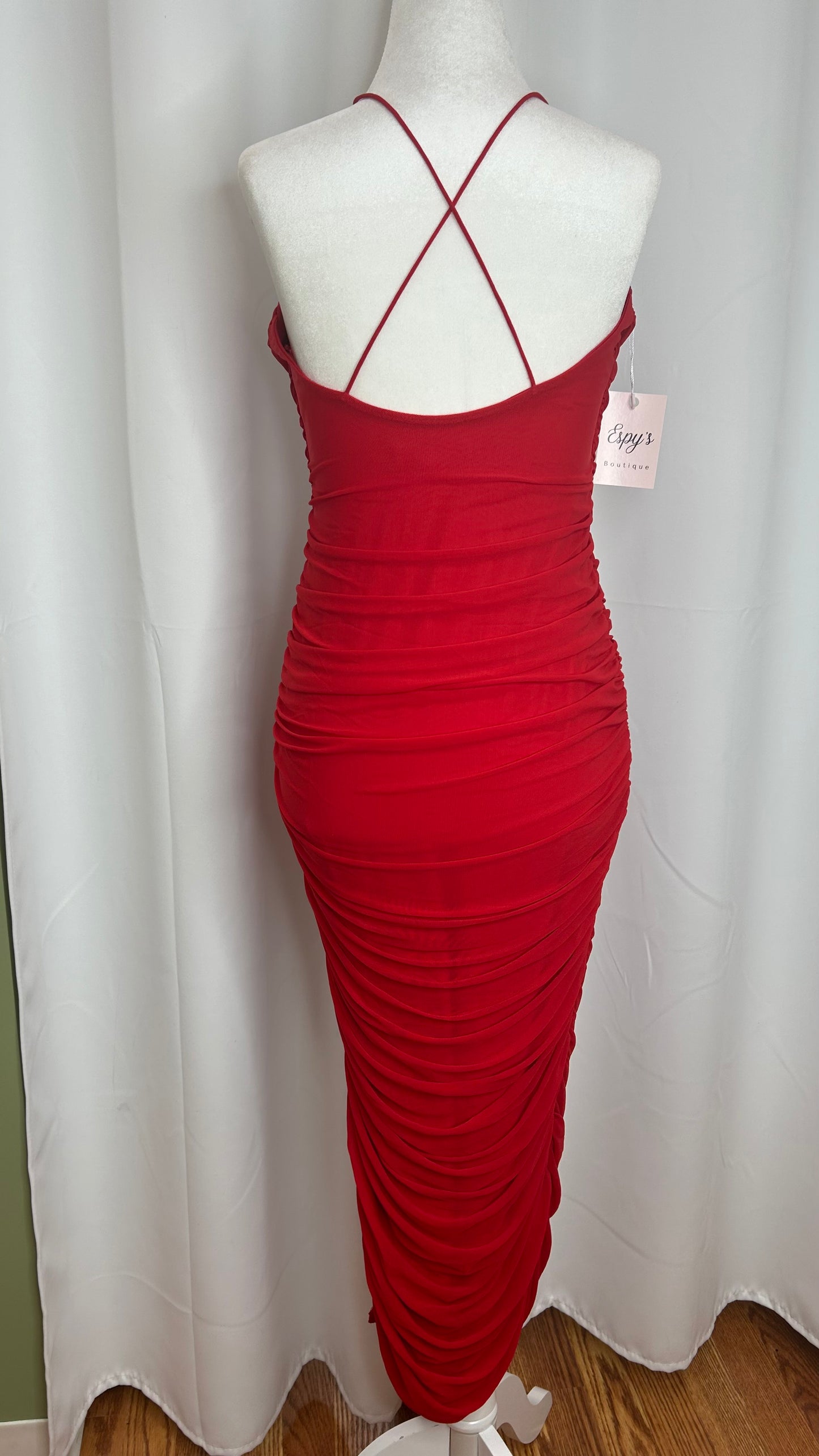 Cross Strapped Red Dress