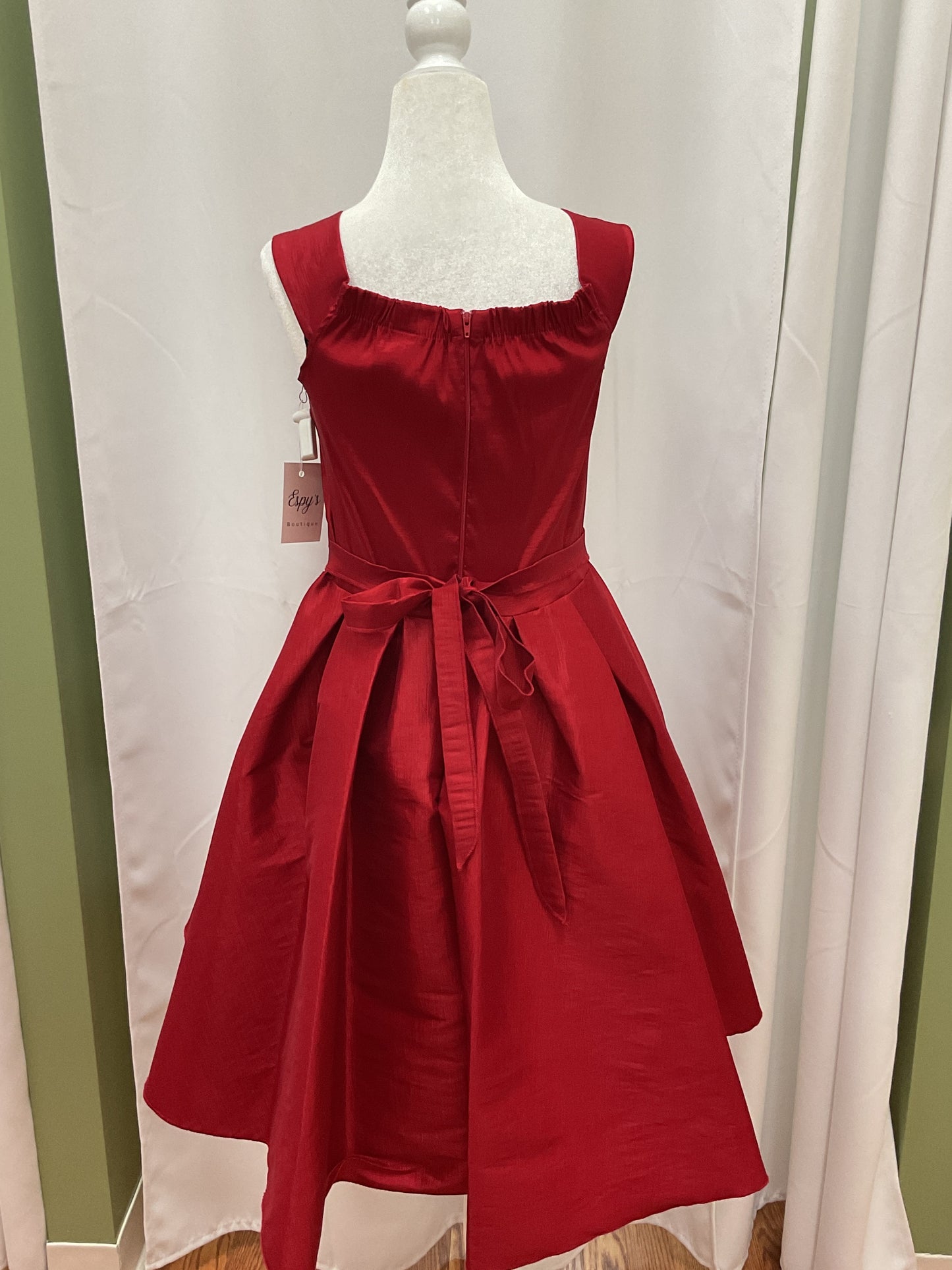 Dark Red Gem Waist Dama Dress