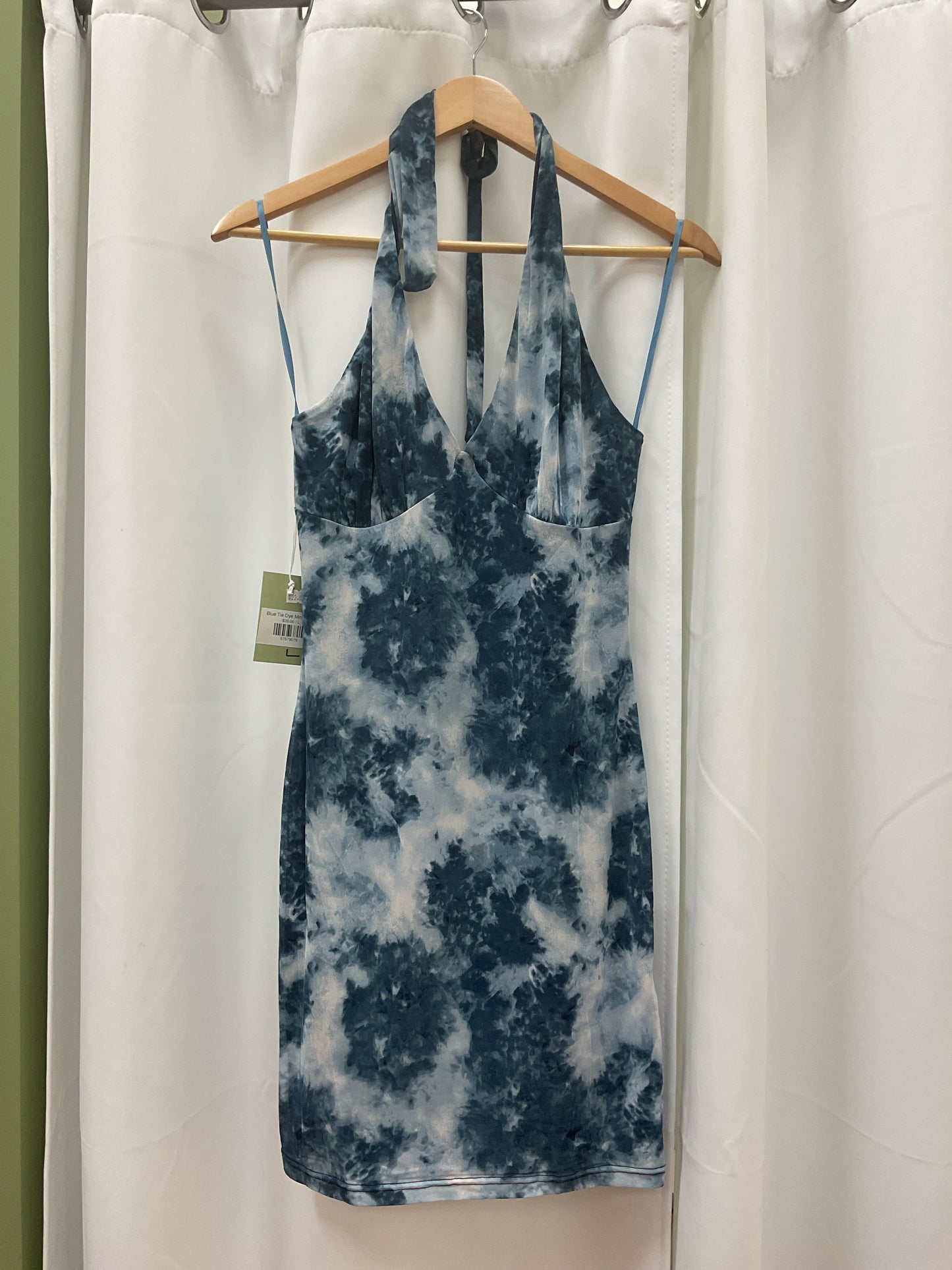 Blue tie dye mini dress