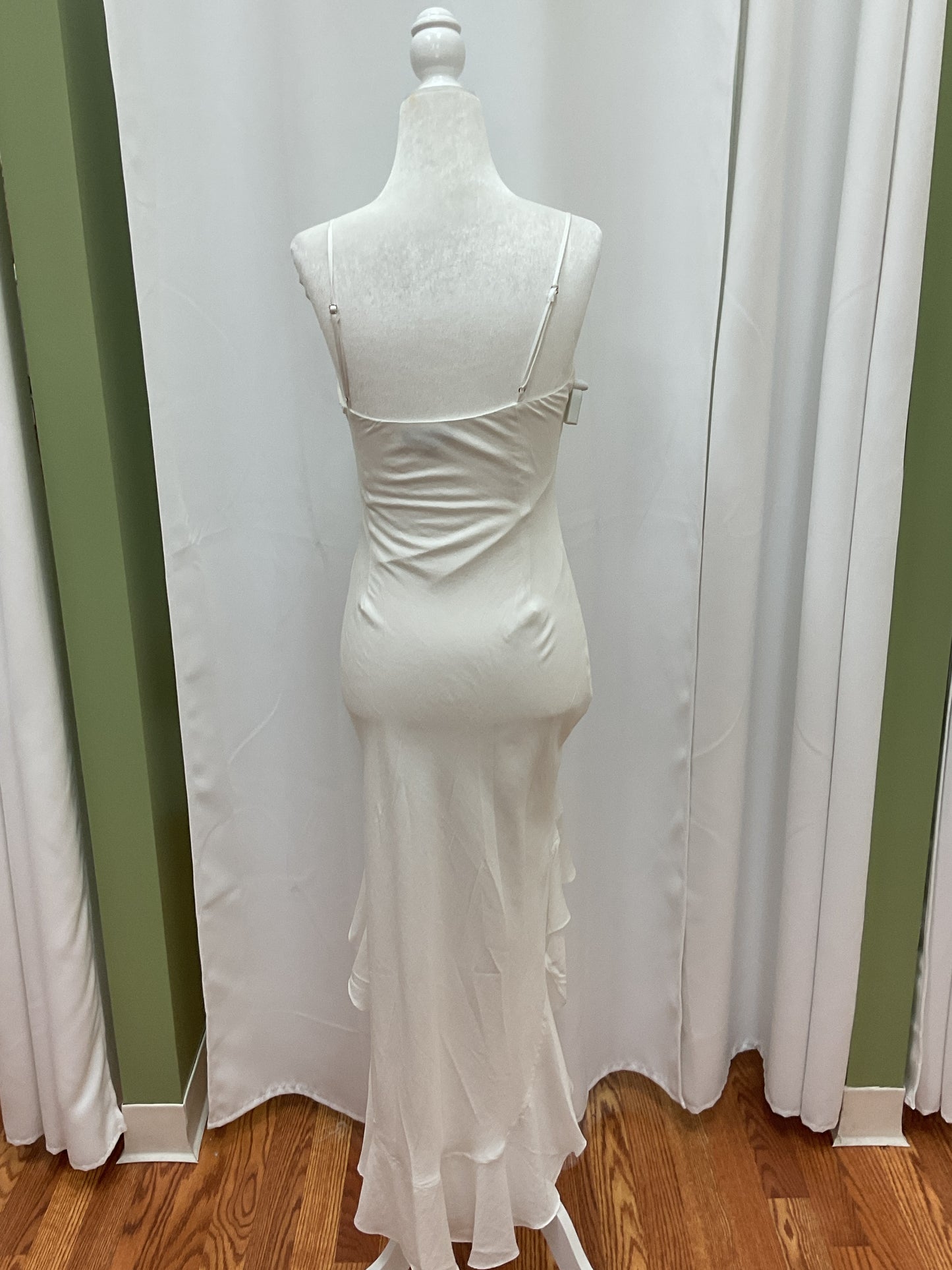 White Cotton Dress with tail