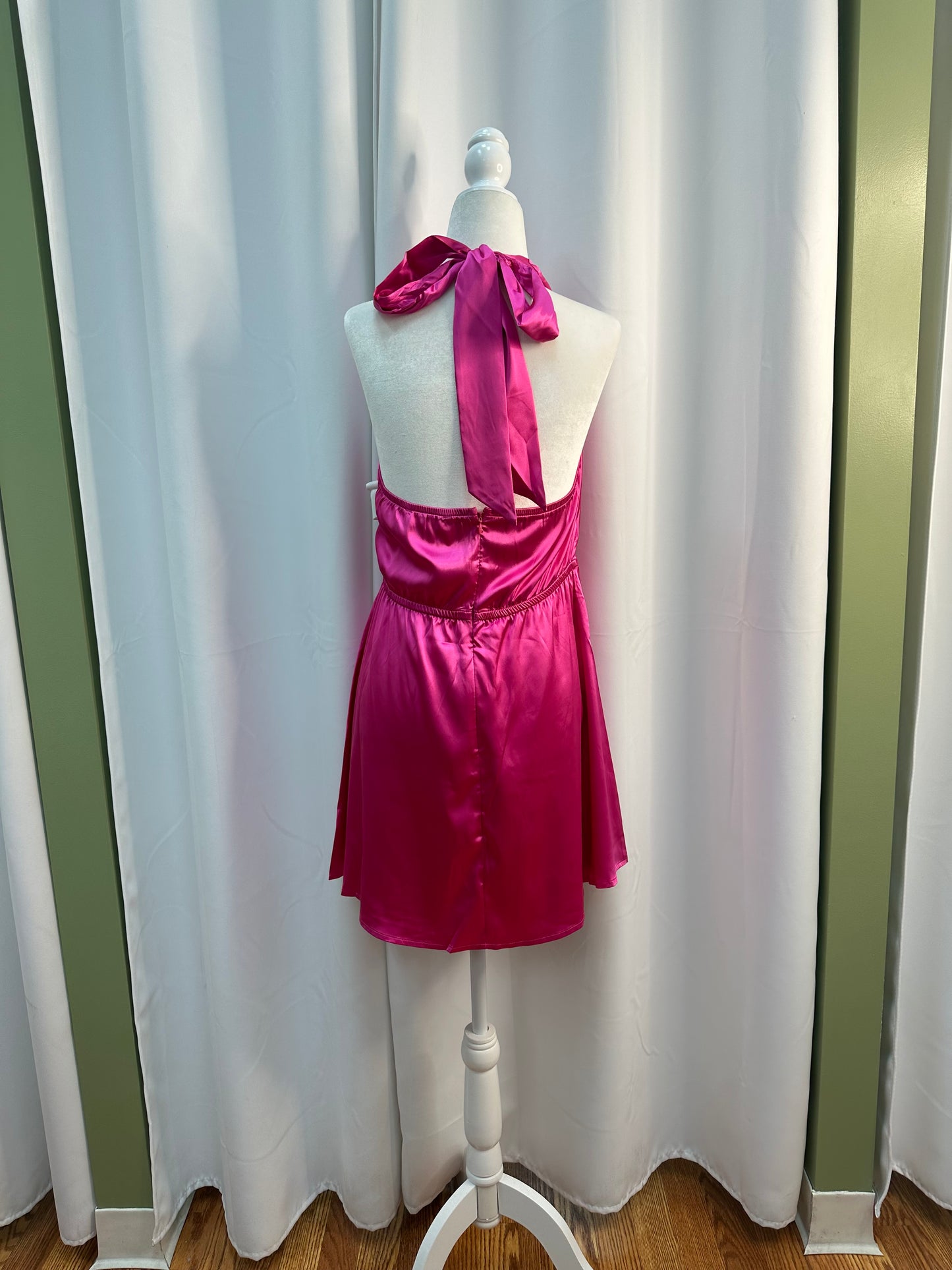 Hot pink halter dress