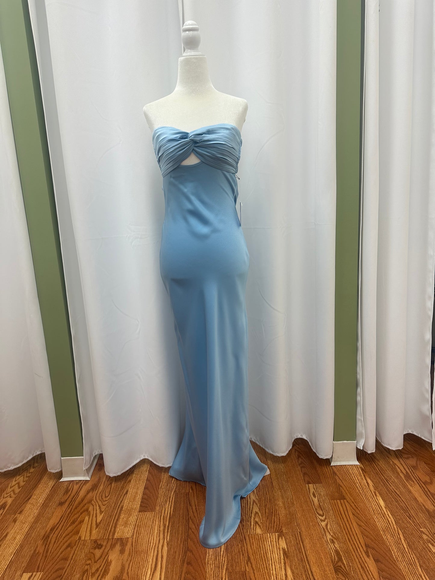 Cotton Blue Front Tie Sleeveless Maxi