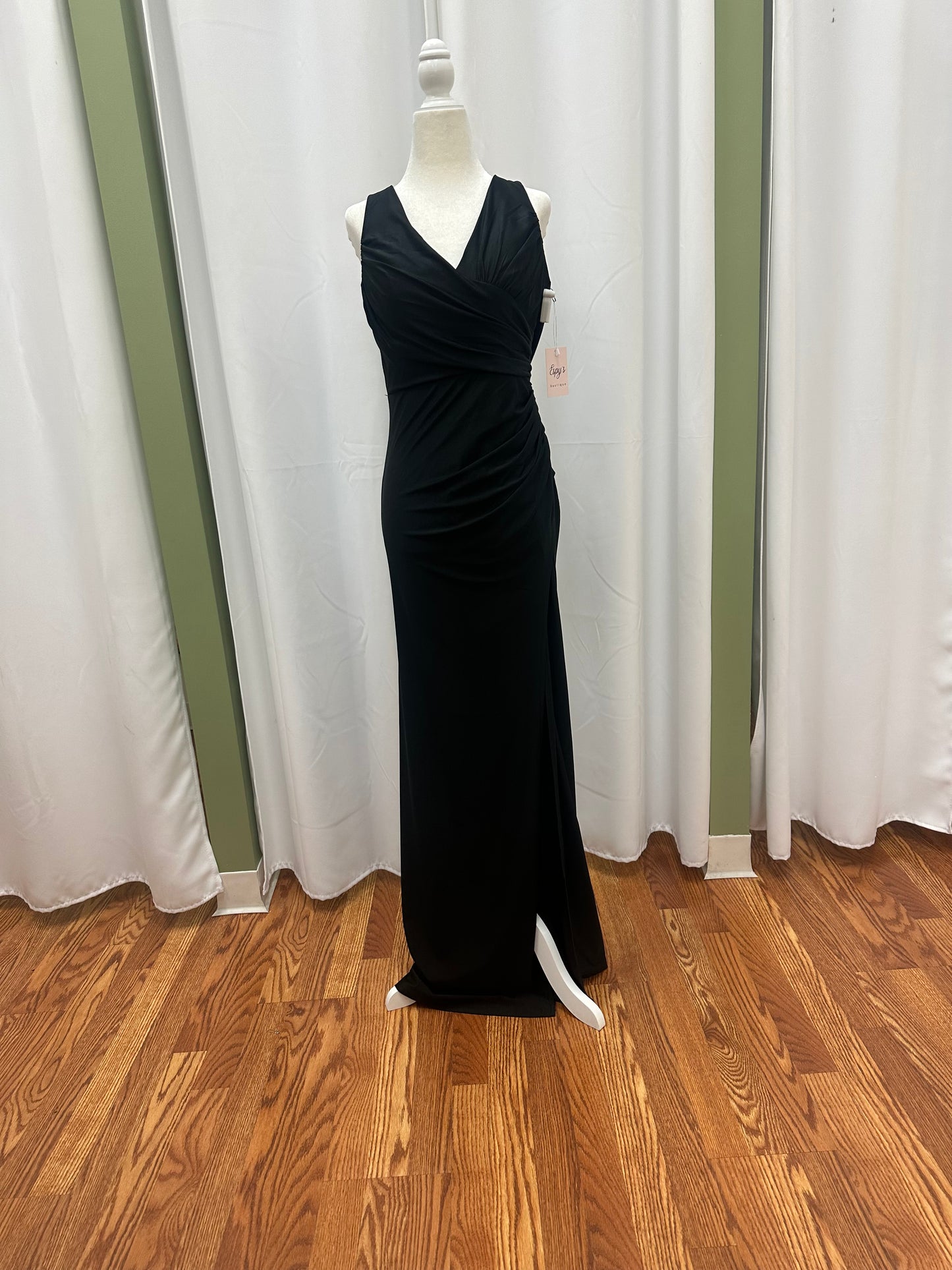 V Neck Long Dress Black