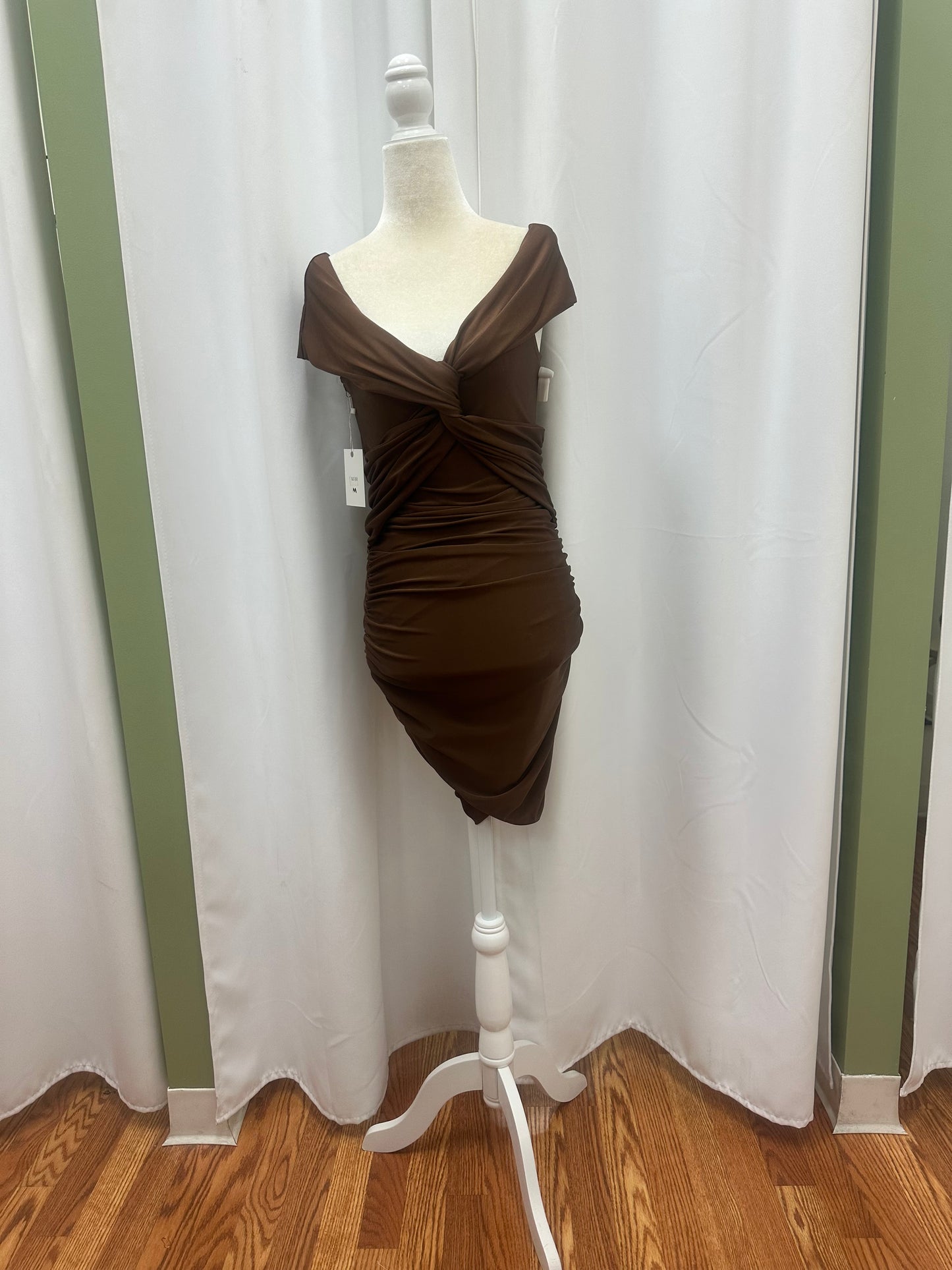 strechy chocolate mini dress