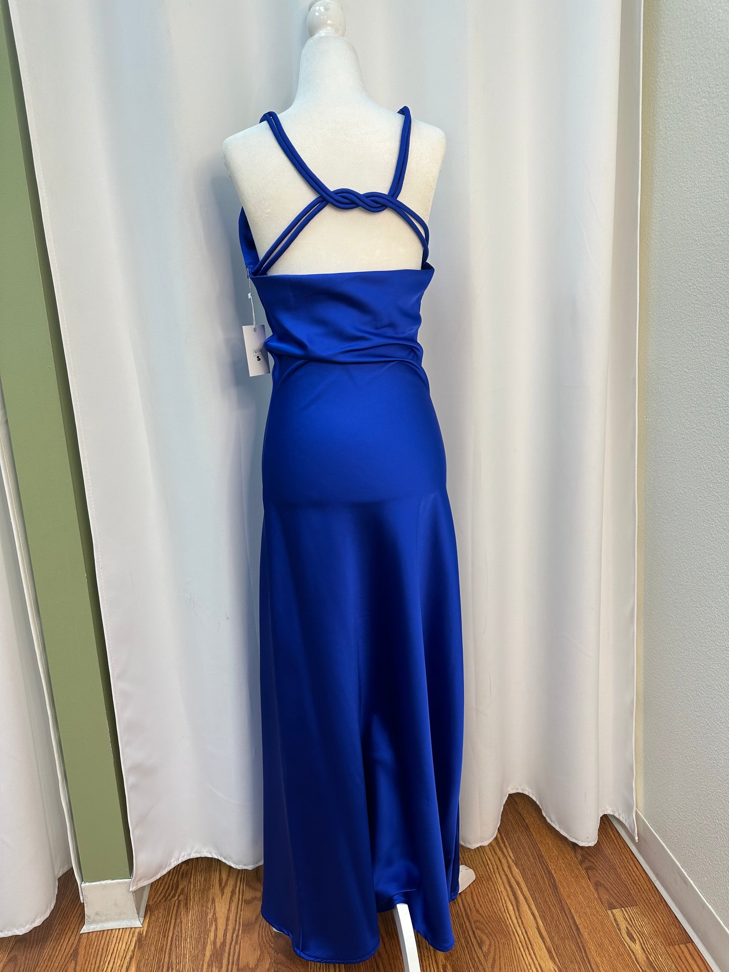 royal blue satin dress