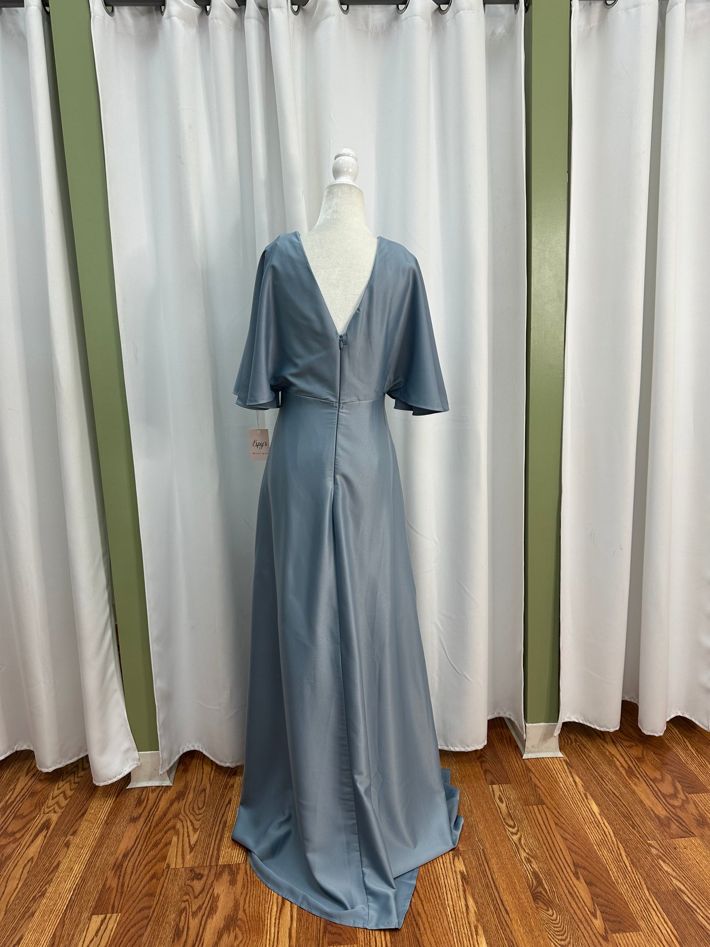 slate blue modest dress