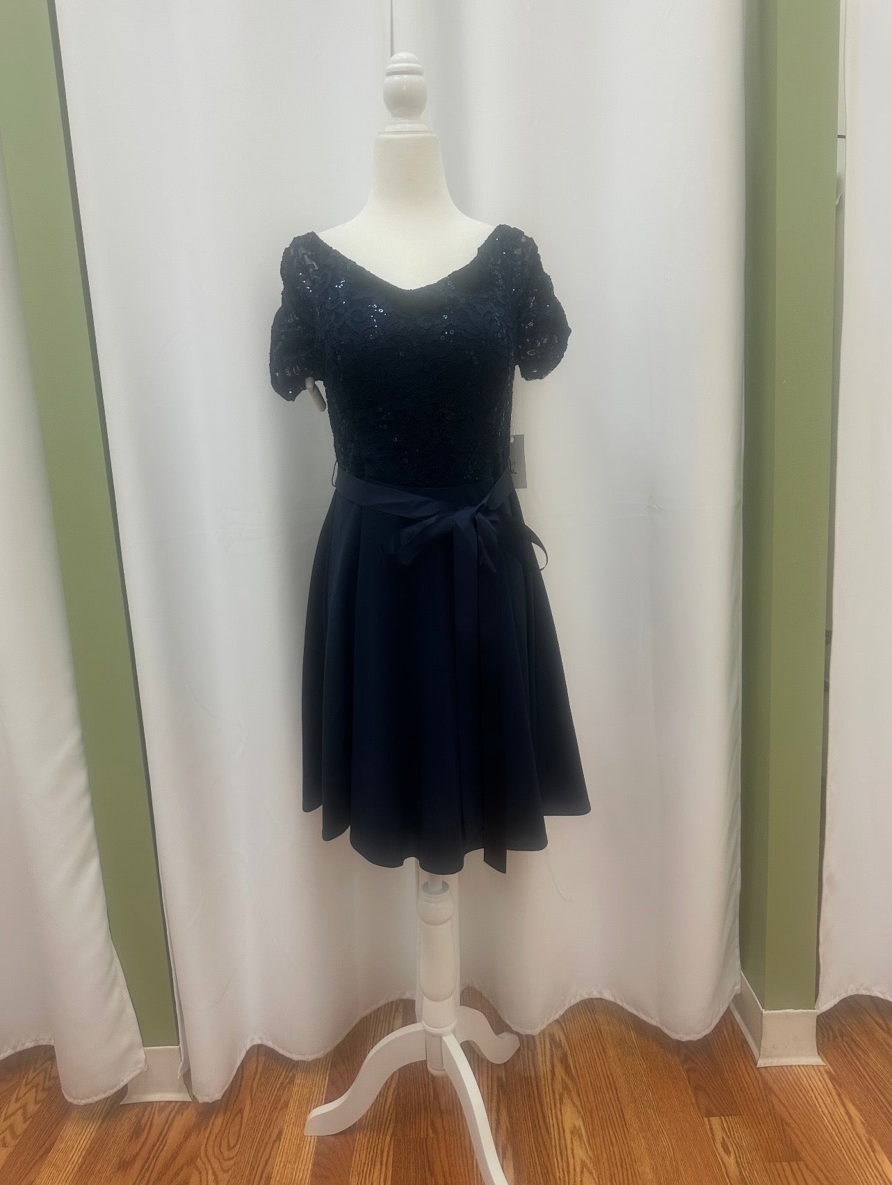 navy blue lace and glitter dress