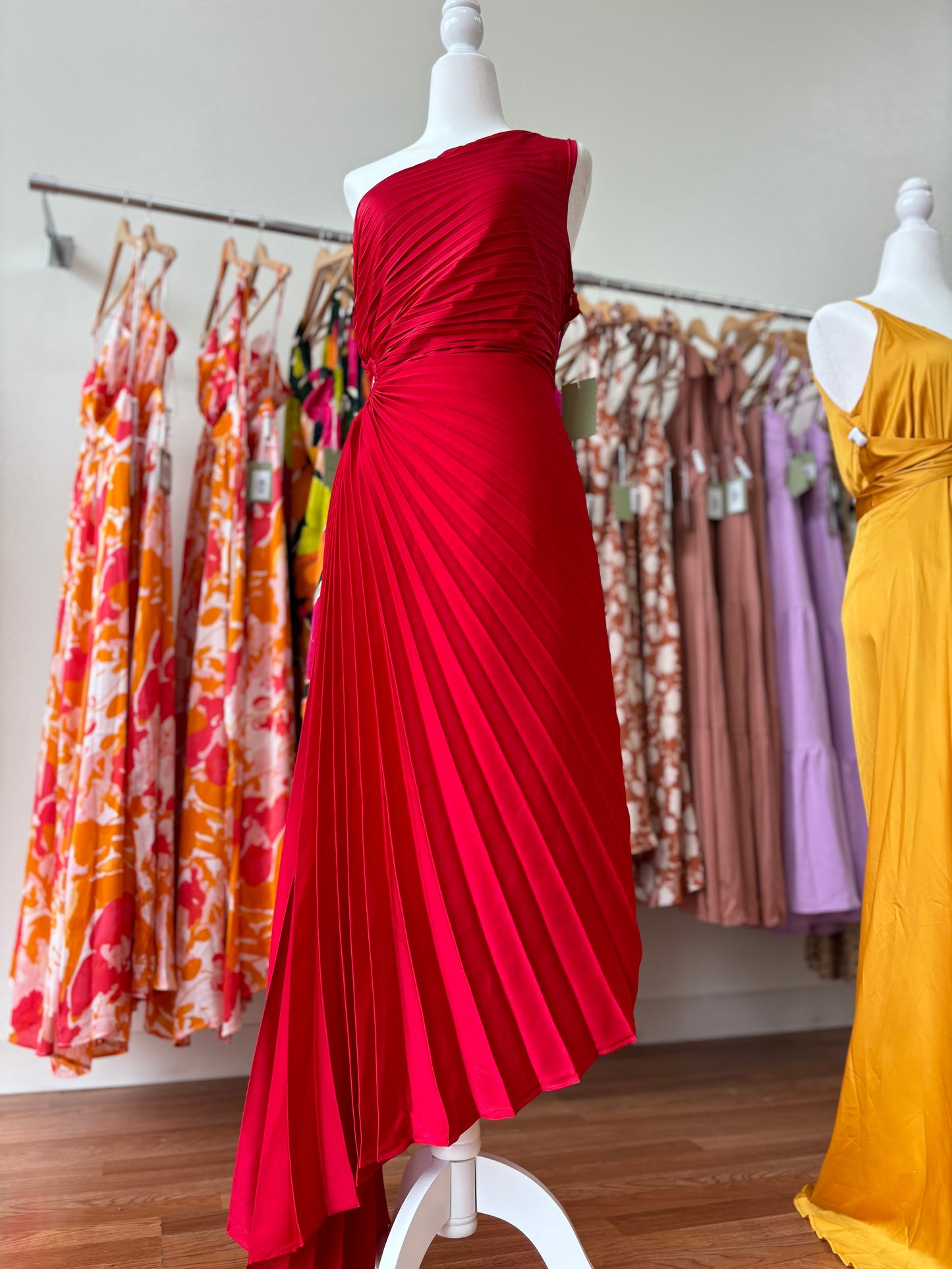 Red Pleated Dress