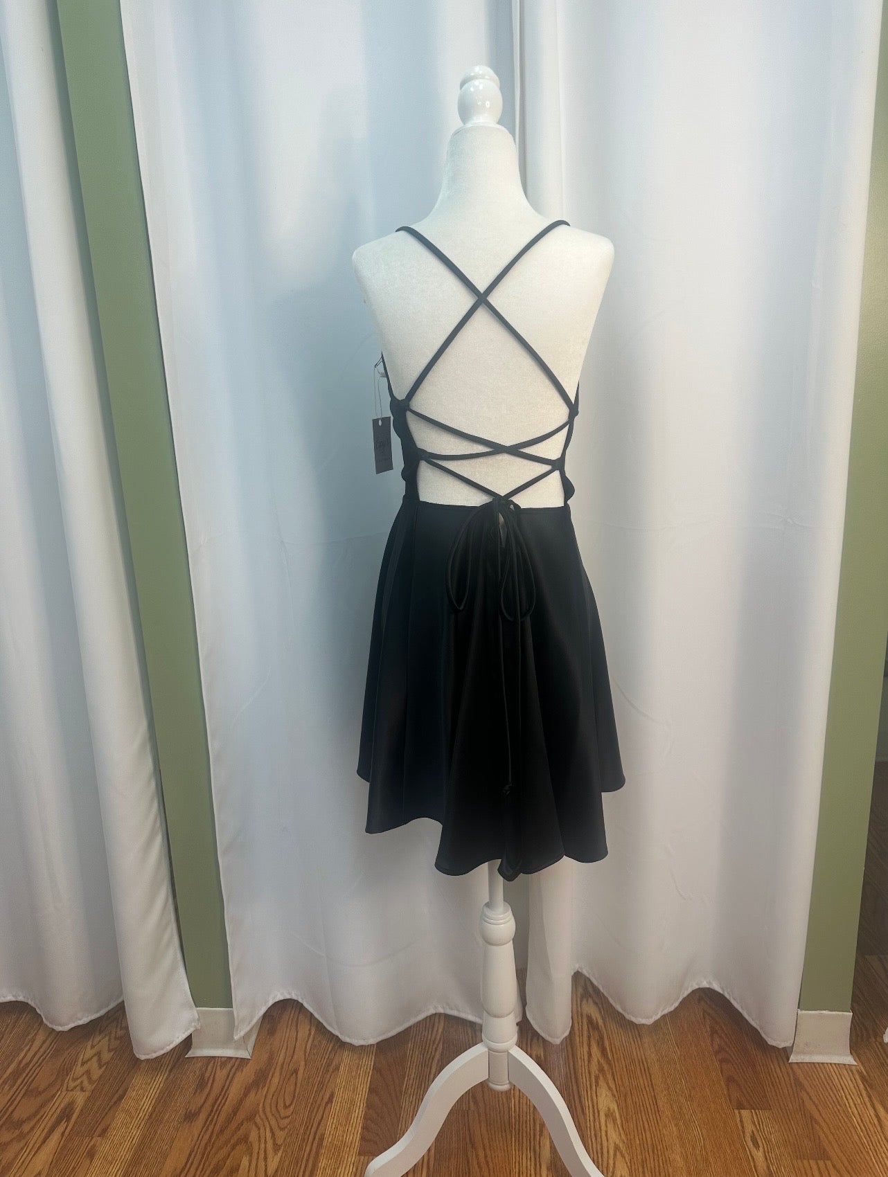 short black cross back dress