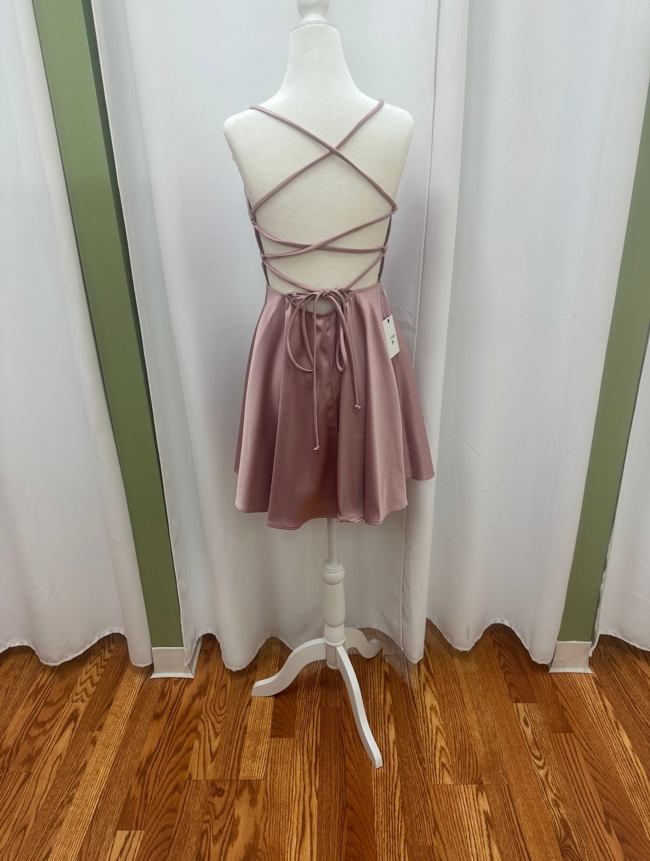 short pink cross back dress