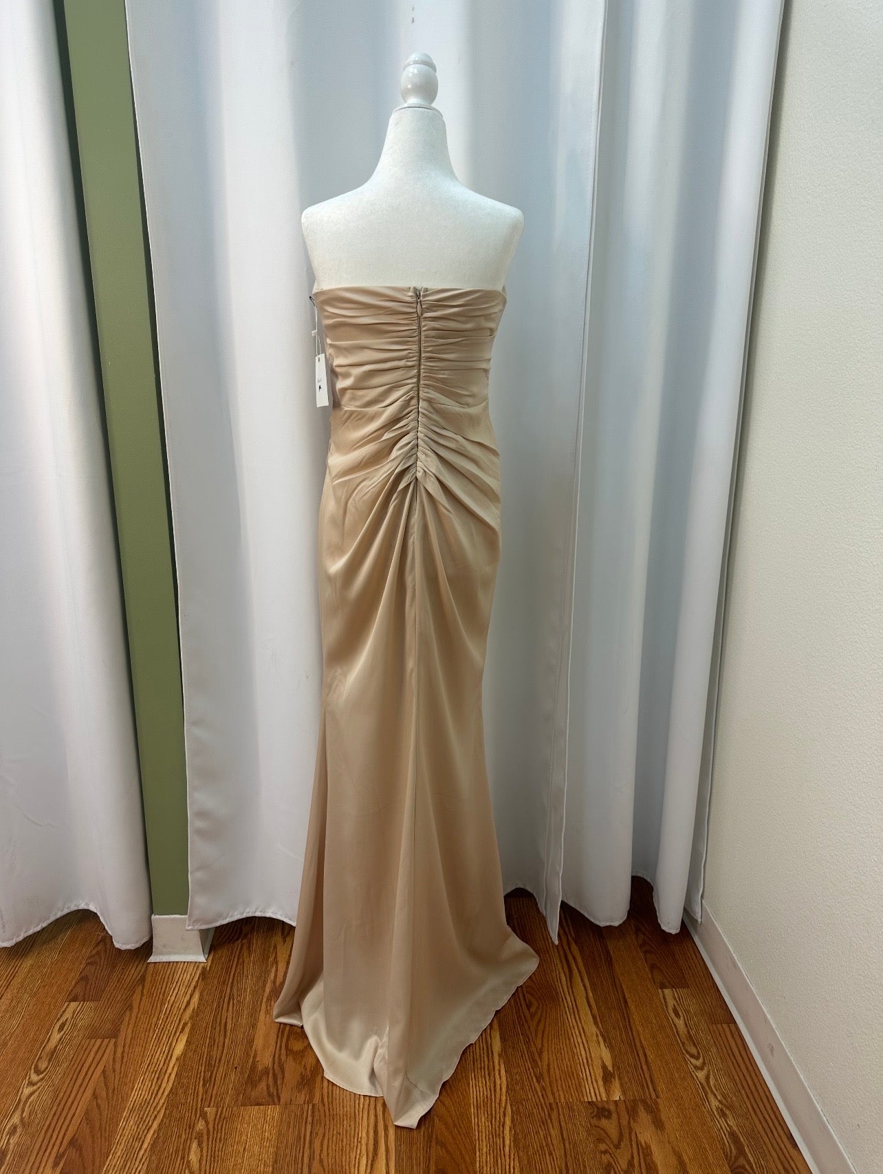 long gold satin dress