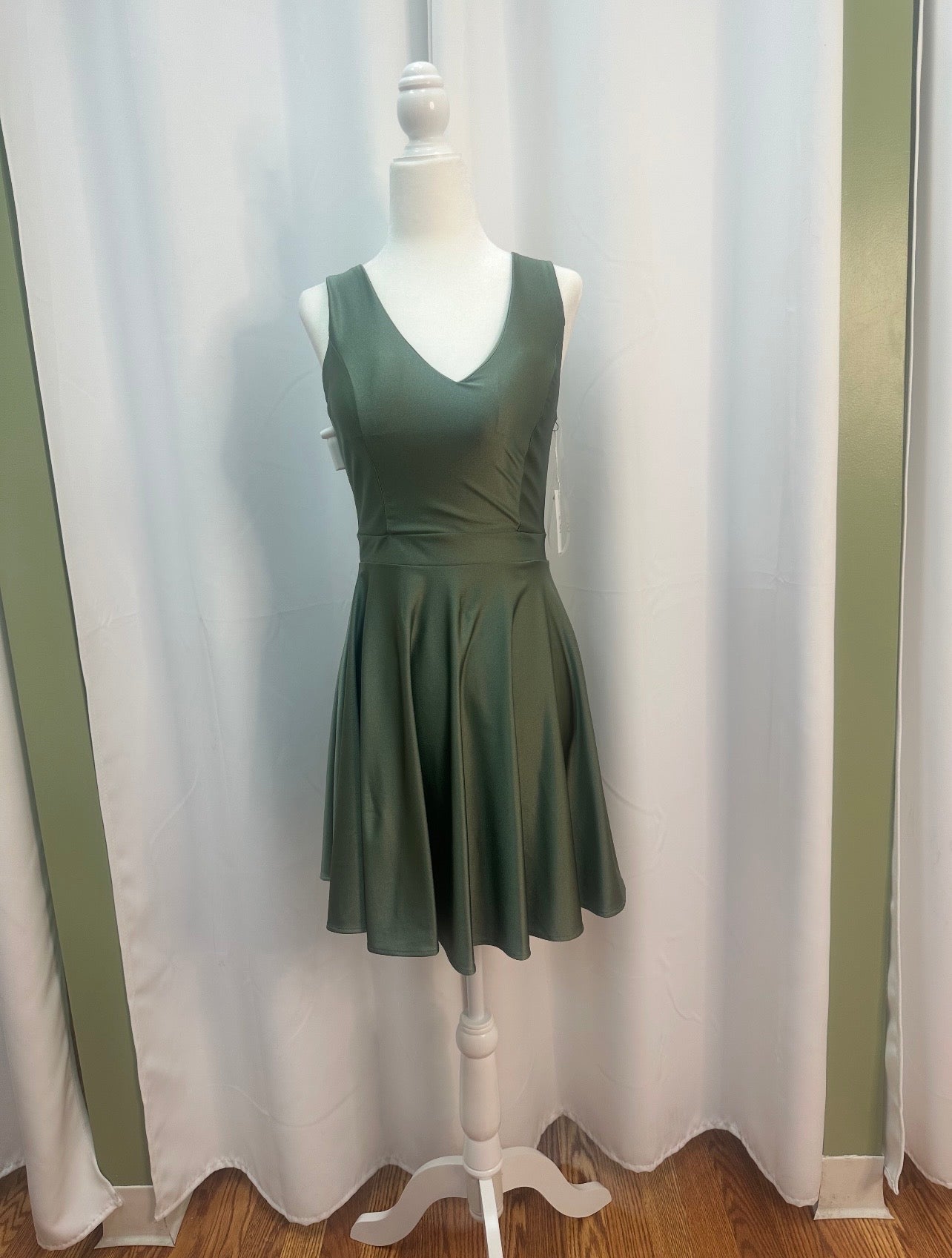 short olive green dress