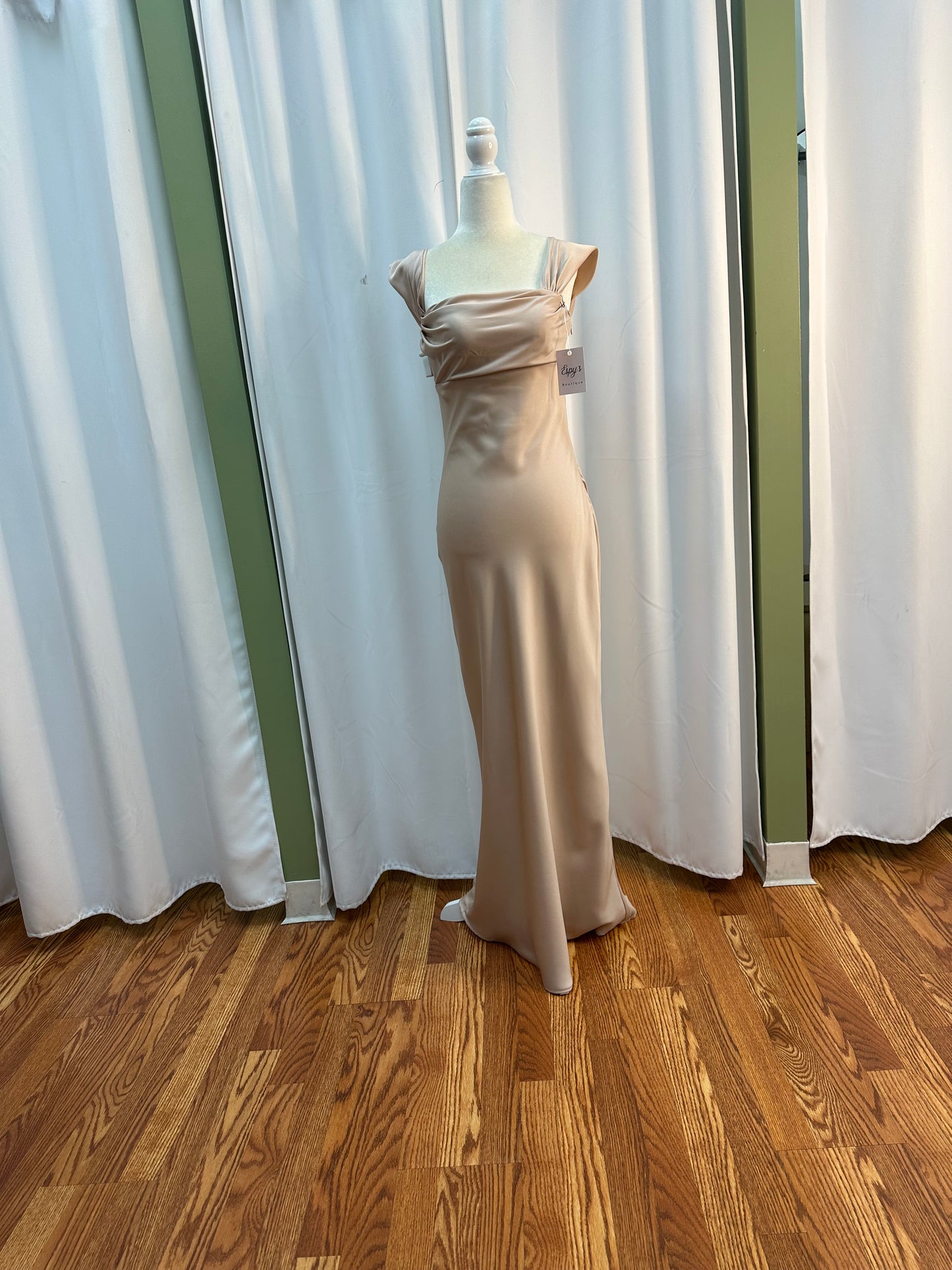 long satin champagne dress