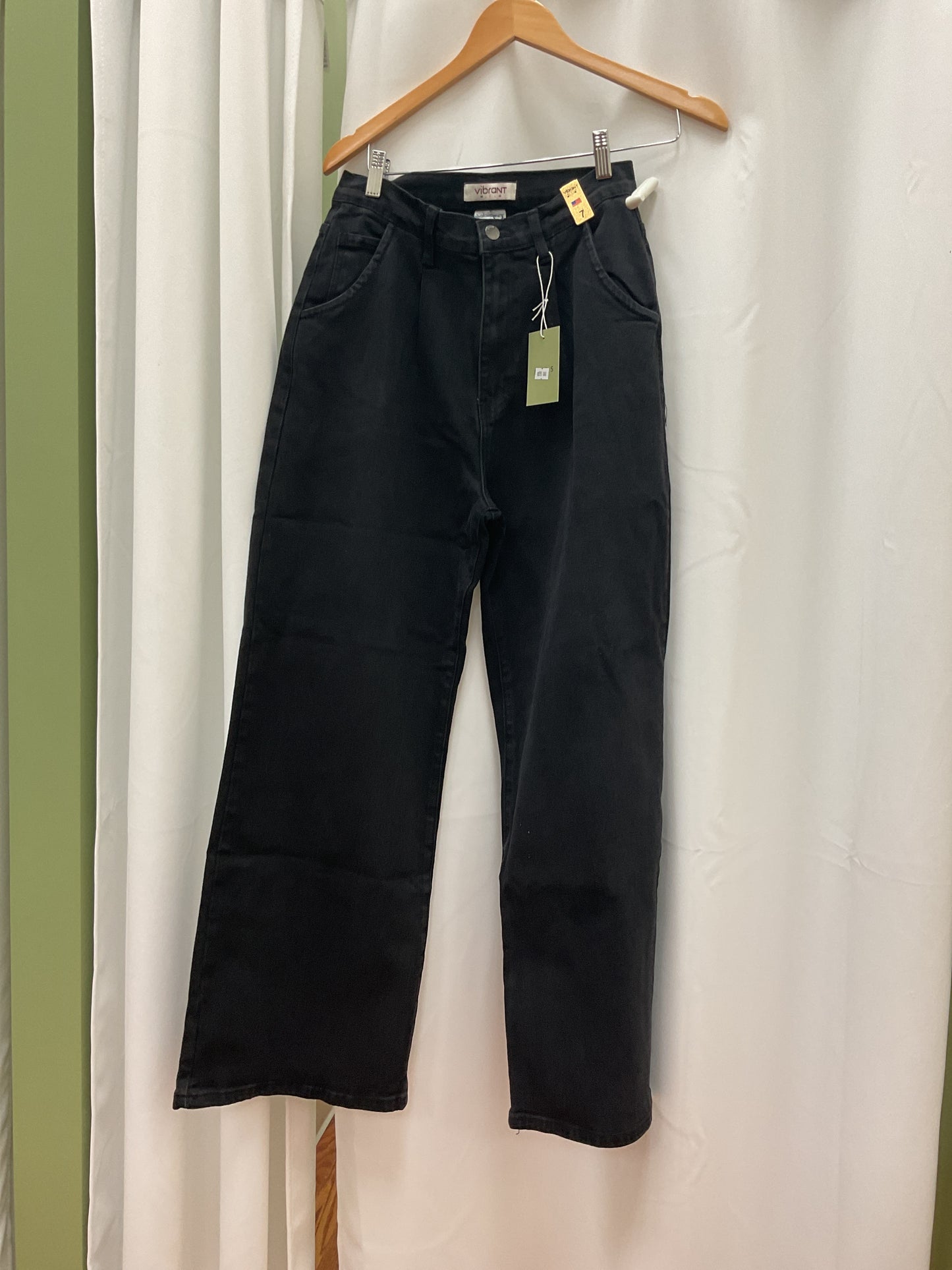 Vibrant black wide leg jeans