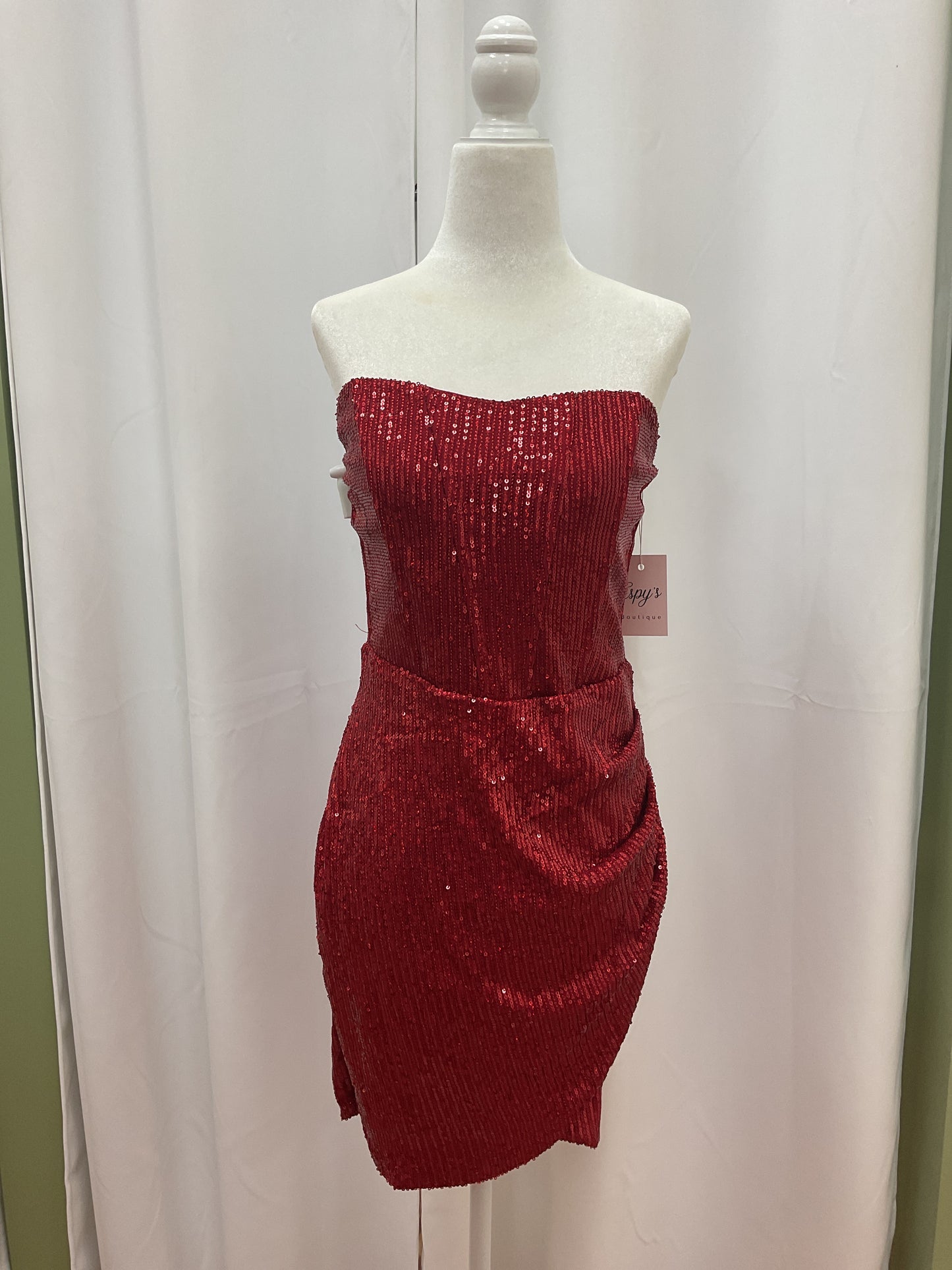 Red Sparkled Strapless Dress