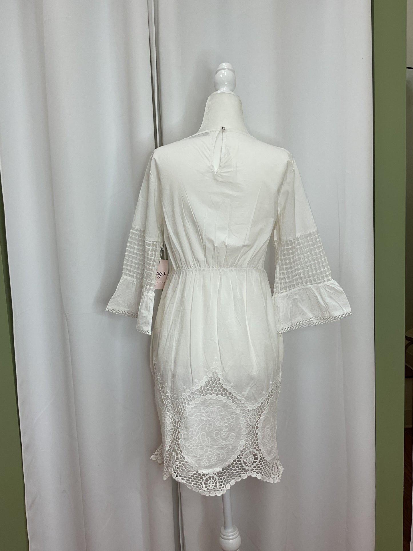 White Ruffle Dress With Sleeves