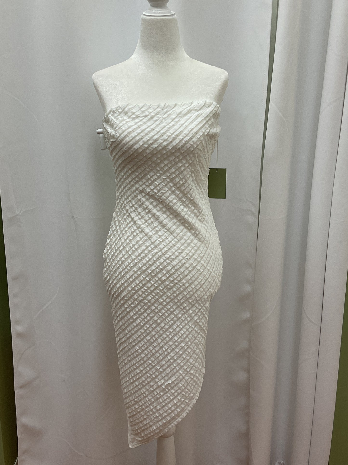 White Ruffle Strapless Dress