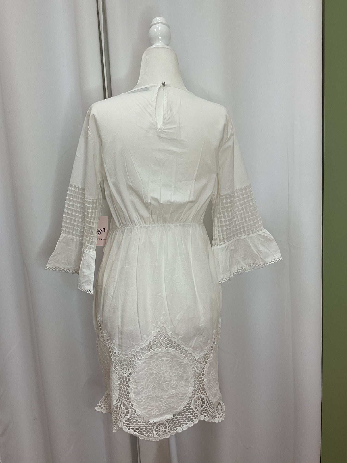 White Ruffle Dress With Sleeves