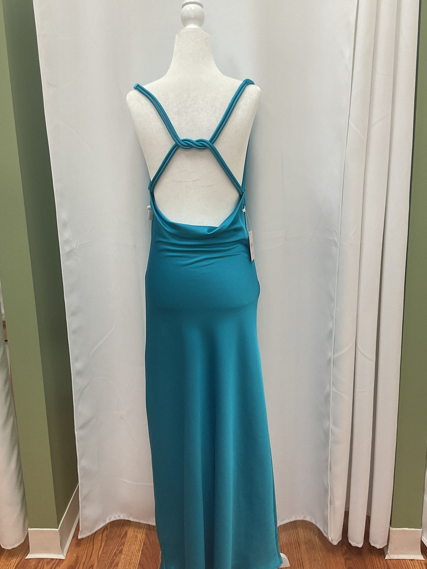 Ocean Blue Slick Long Dress