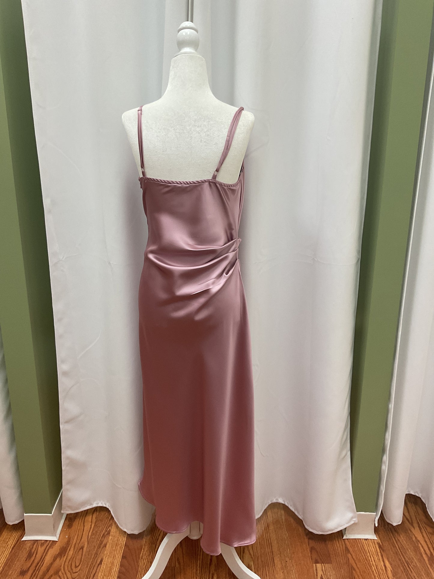 Apricot Satin Midi Dress