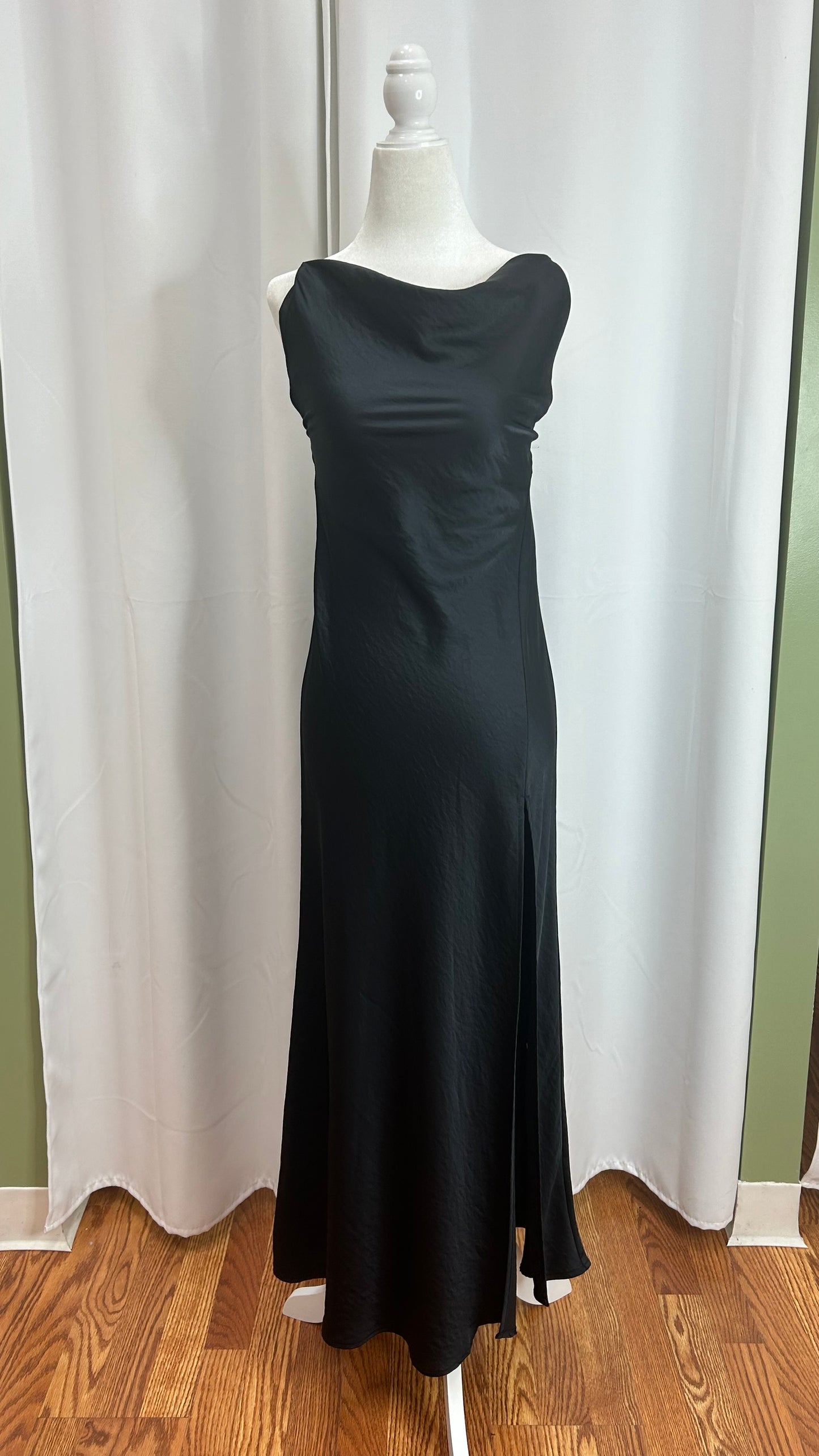 Black satin dress
