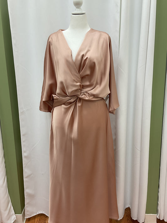 Bronze Elegant Slick Tied Dress