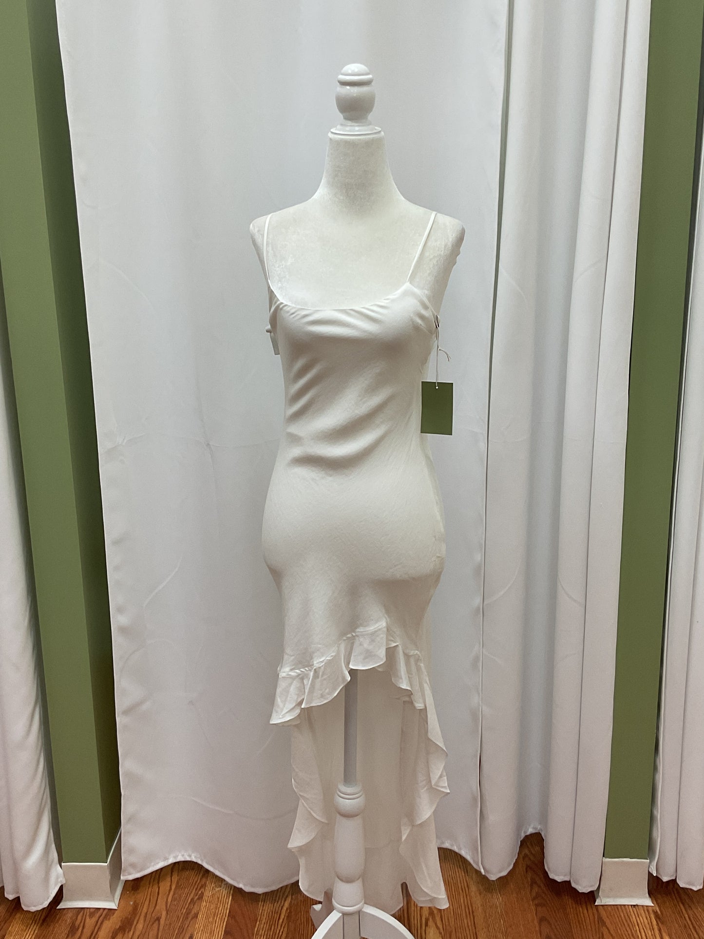 White Cotton Dress with tail