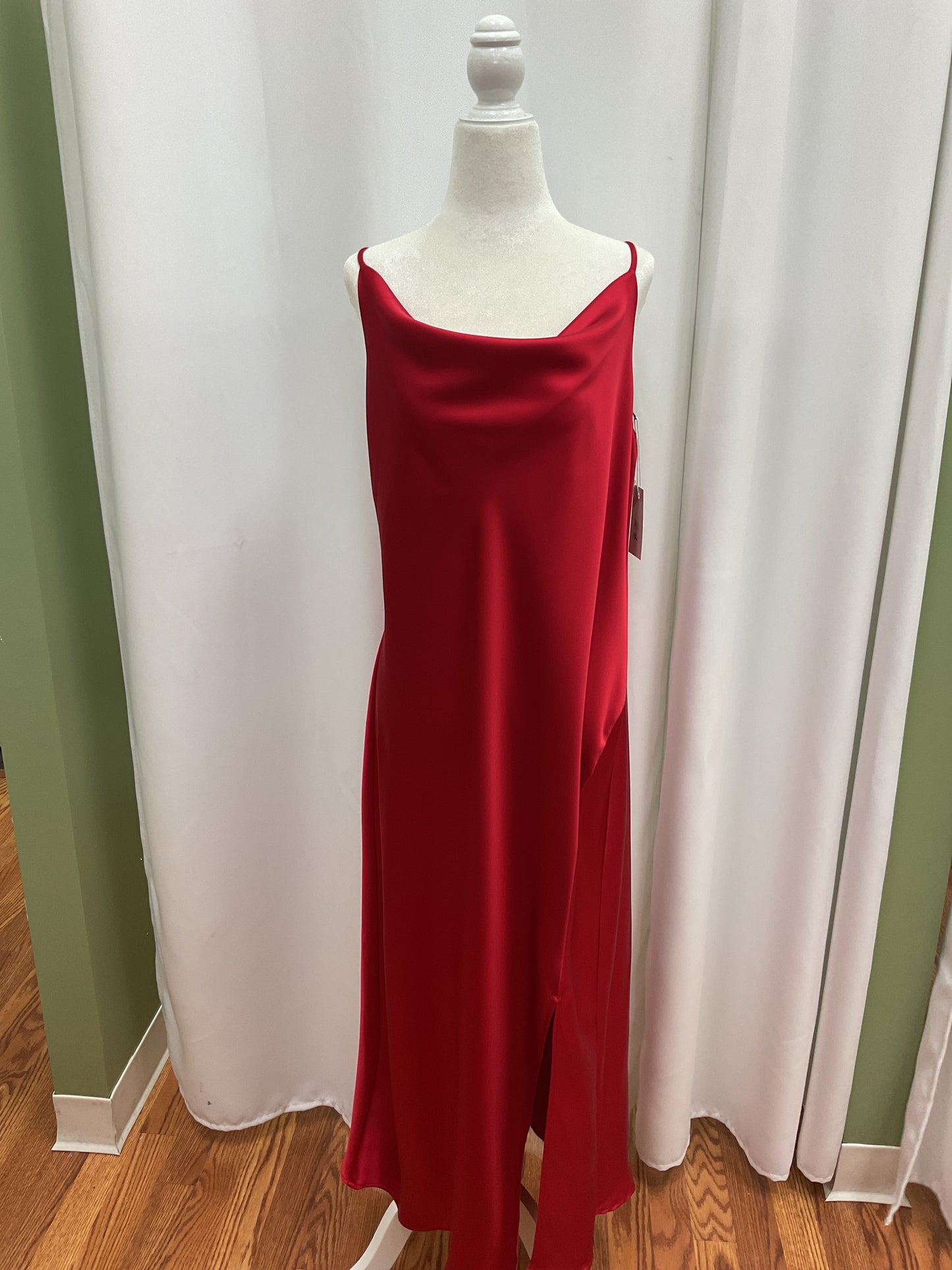 Red Slick Dress Thin Shoulder Straps