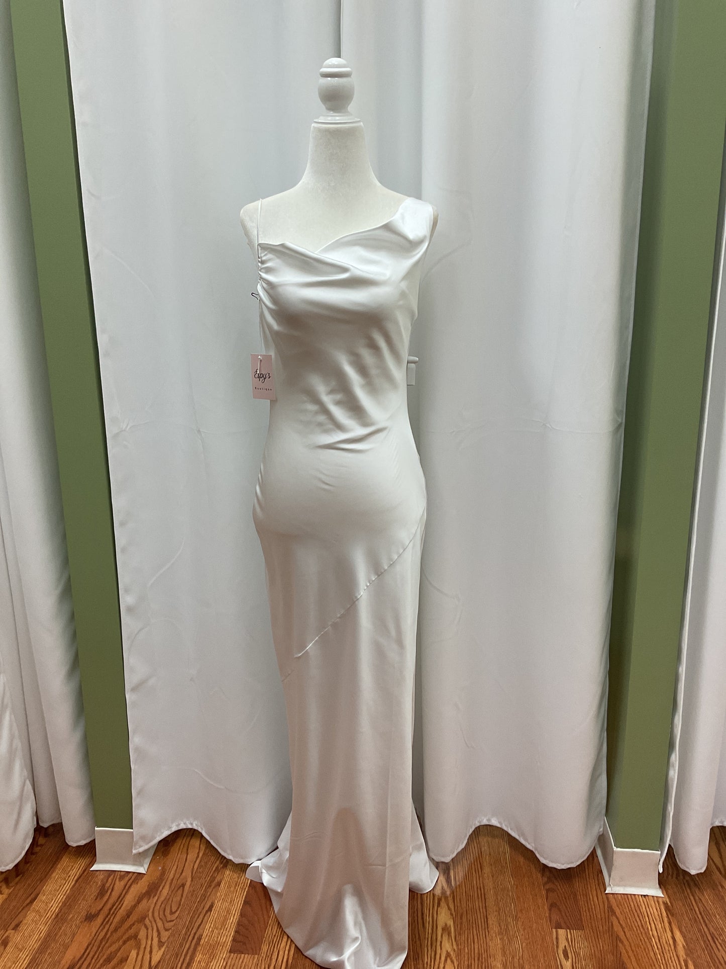 White Satin Long Elegant Dress