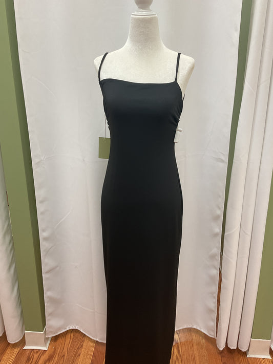 Black slick Dress with Thin Shoulder Straps