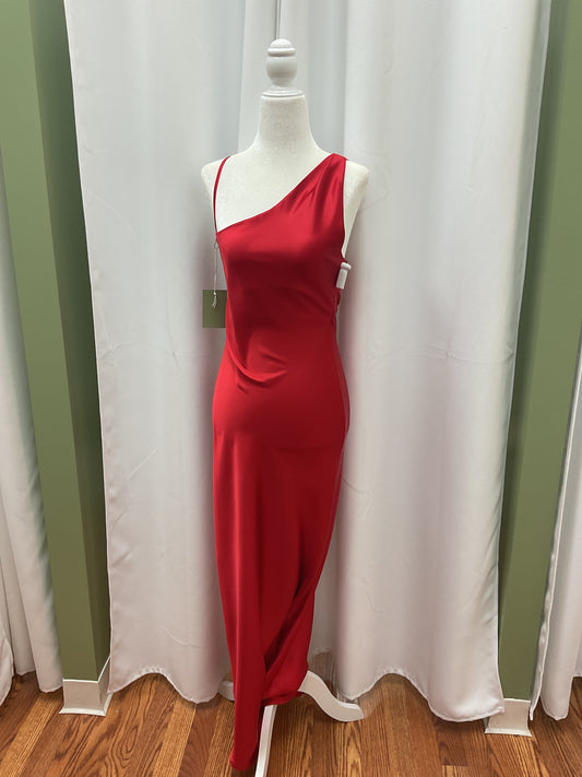 Red Satin Off Shoulder Dress
