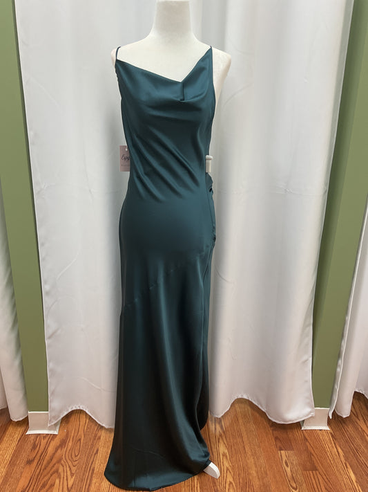 Long blue Satin Dress