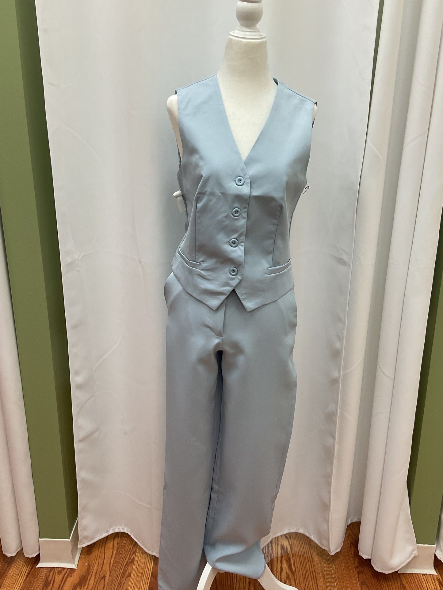Pastel Blue Suit Dress Set