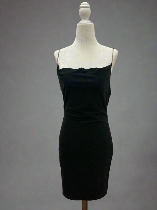 Black Dress with white Gems straps