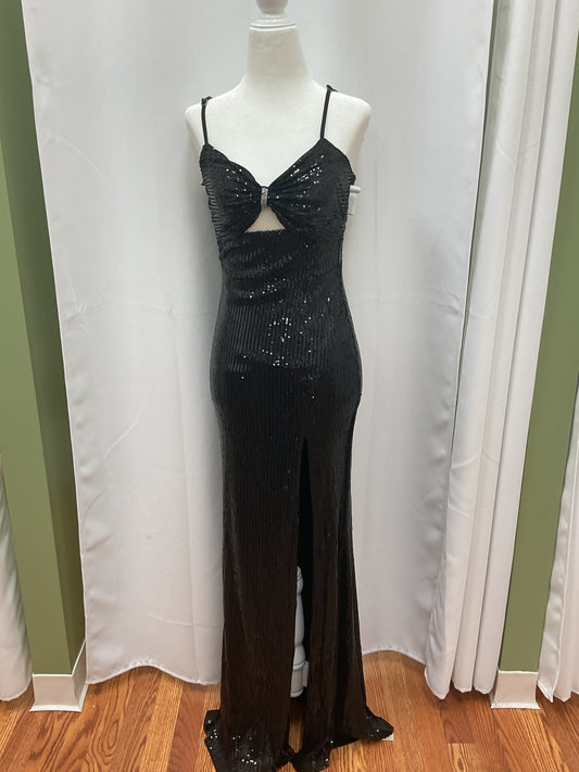 Sparkling Black Party Dress With Front Design