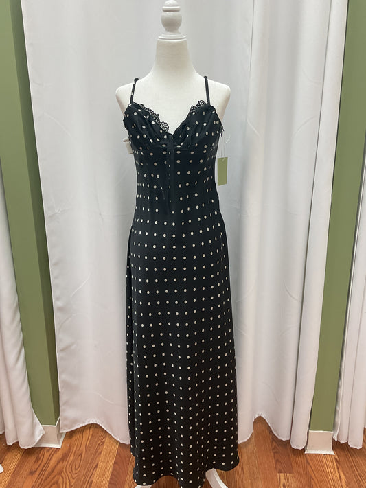 White and Black Polkadot  Dress