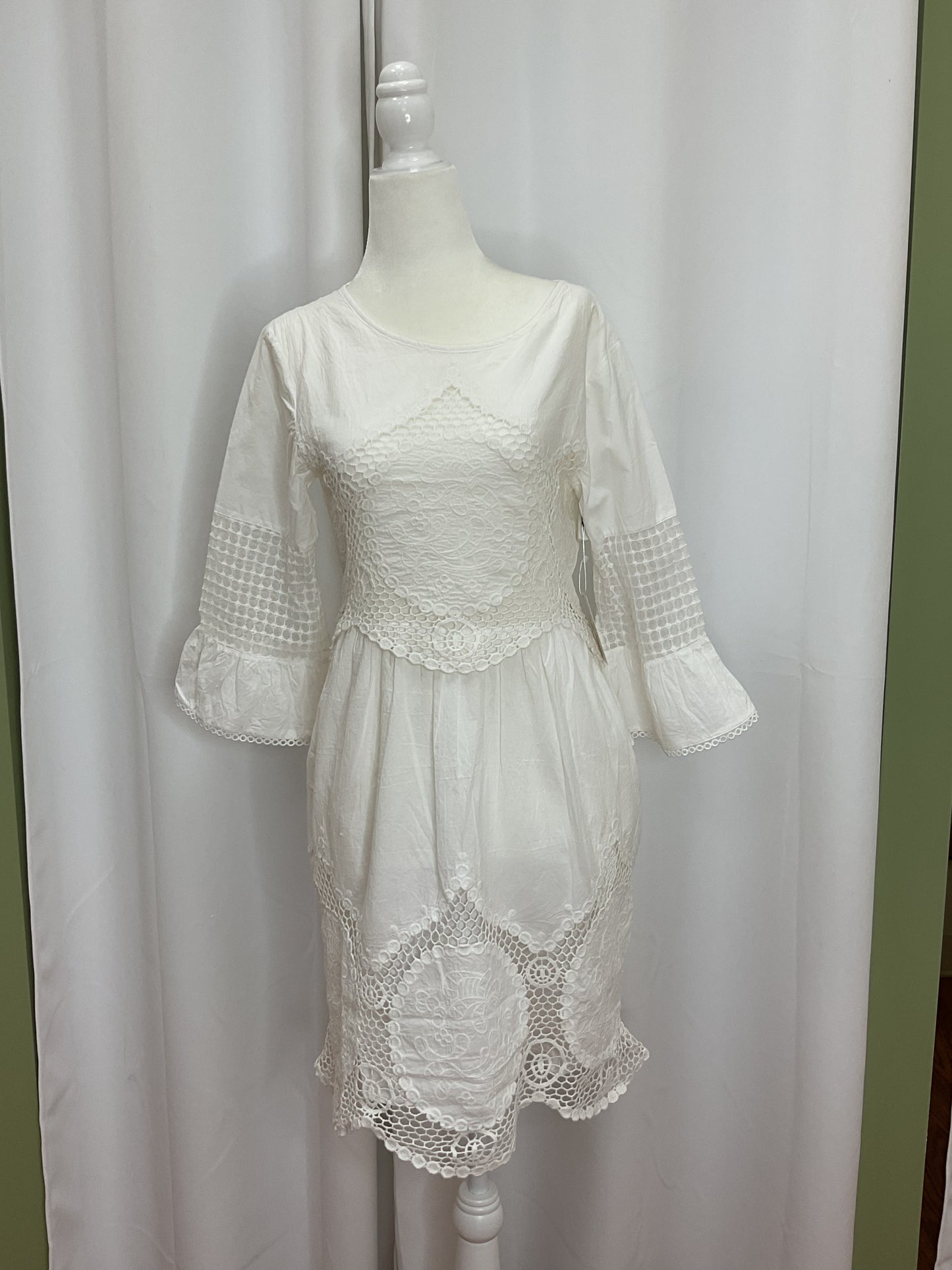 White Ruffle Dress With Sleeves