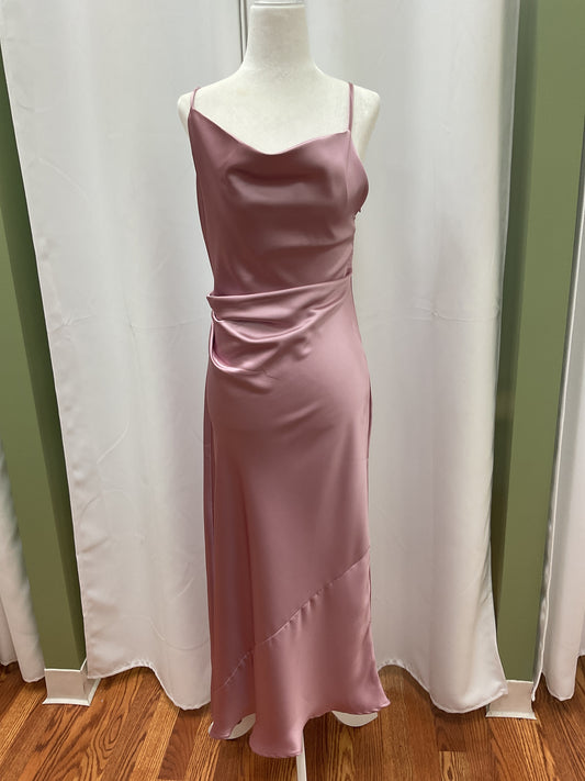 Apricot Satin Midi Dress