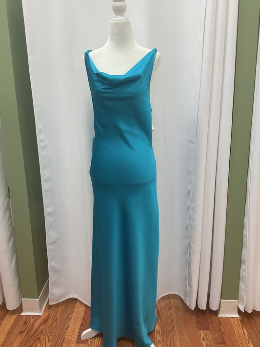 Ocean Blue Slick Long Dress