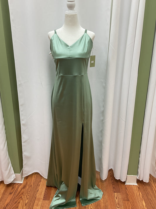 Elegant Teal Dress With Open Leg View